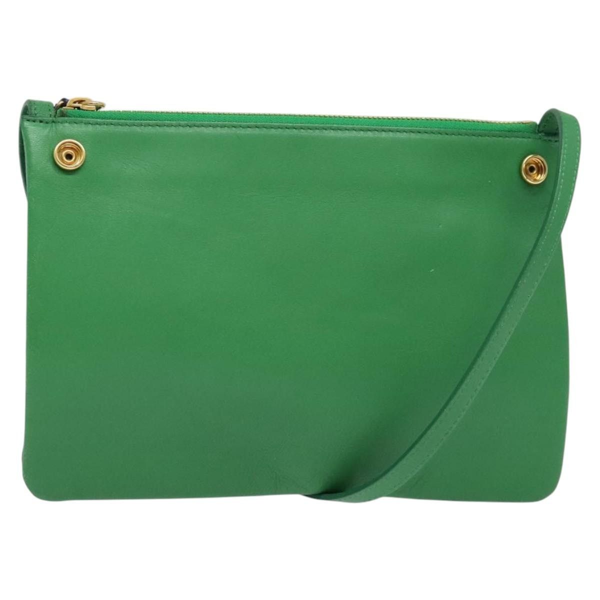 Celine CELINE Trio Shoulder Bag Leather Green Gold Size ONE SIZE - 1 Thumbnail