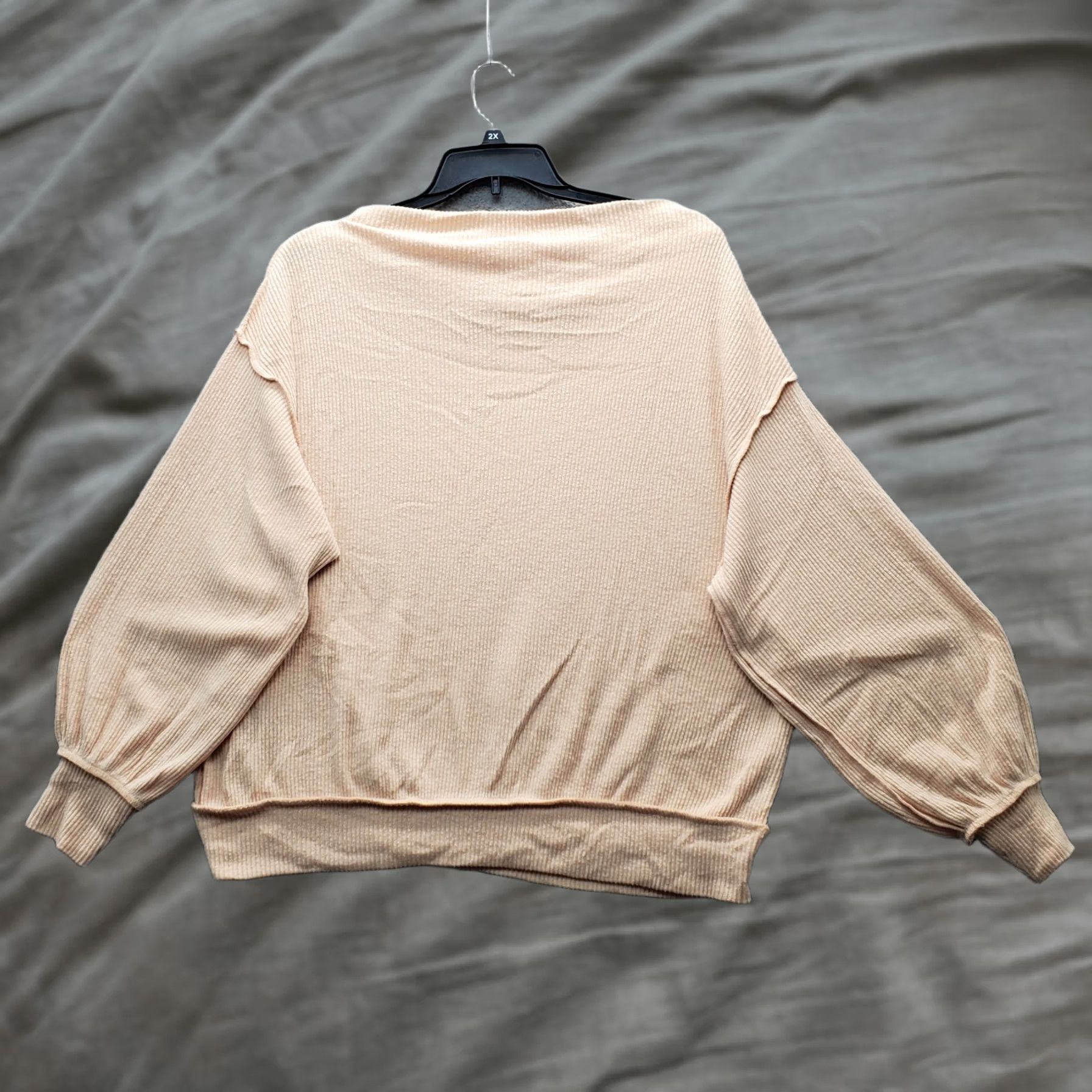 Vintage We The Free Sweatshirt Womens S Tan Ribbed Cuff & Hem Boat Neck Pullover Men’s? Size S / US 4 / IT 40 - 1 Thumbnail