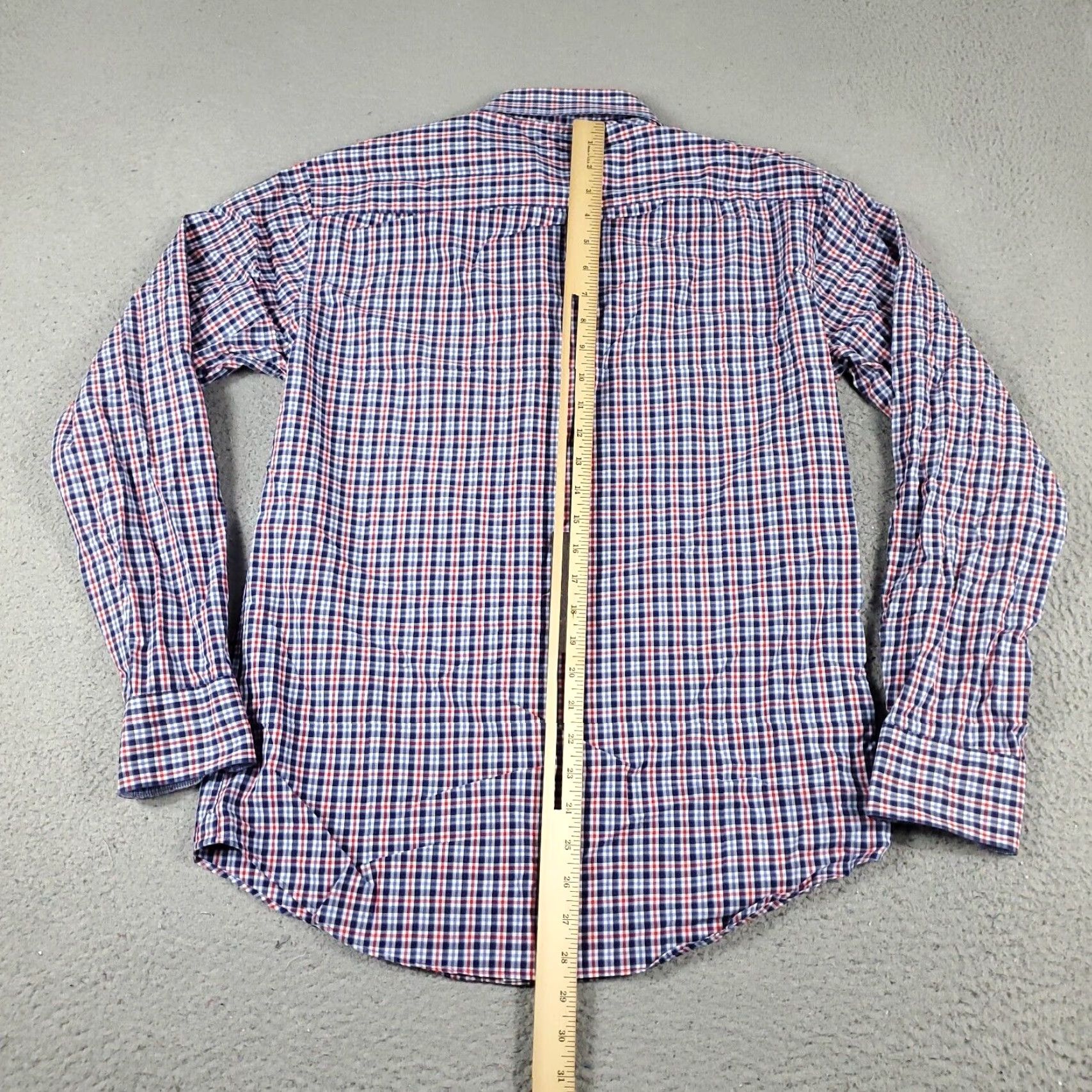 BUGATCHI Bugatchi Uomo Dress Shirt Mens 15 Blue Red Plaid Long Sleeve Button Up Size 40R - 3 Thumbnail