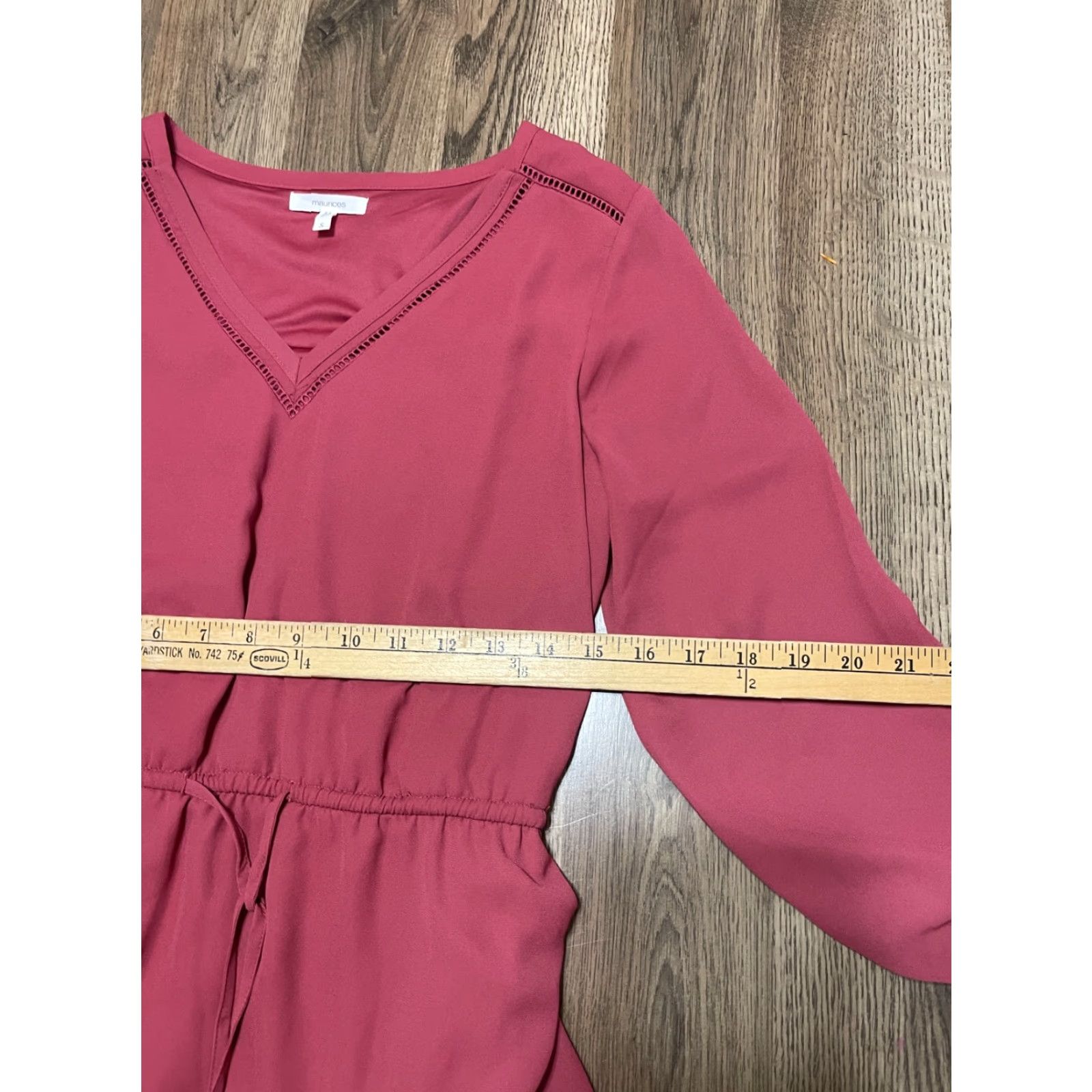 Vintage Maurices Dress Women's Small Pink Long Sleeve V-Neck A-Line Casual Knee Length Size S / US 4 / IT 40 - 4 Thumbnail