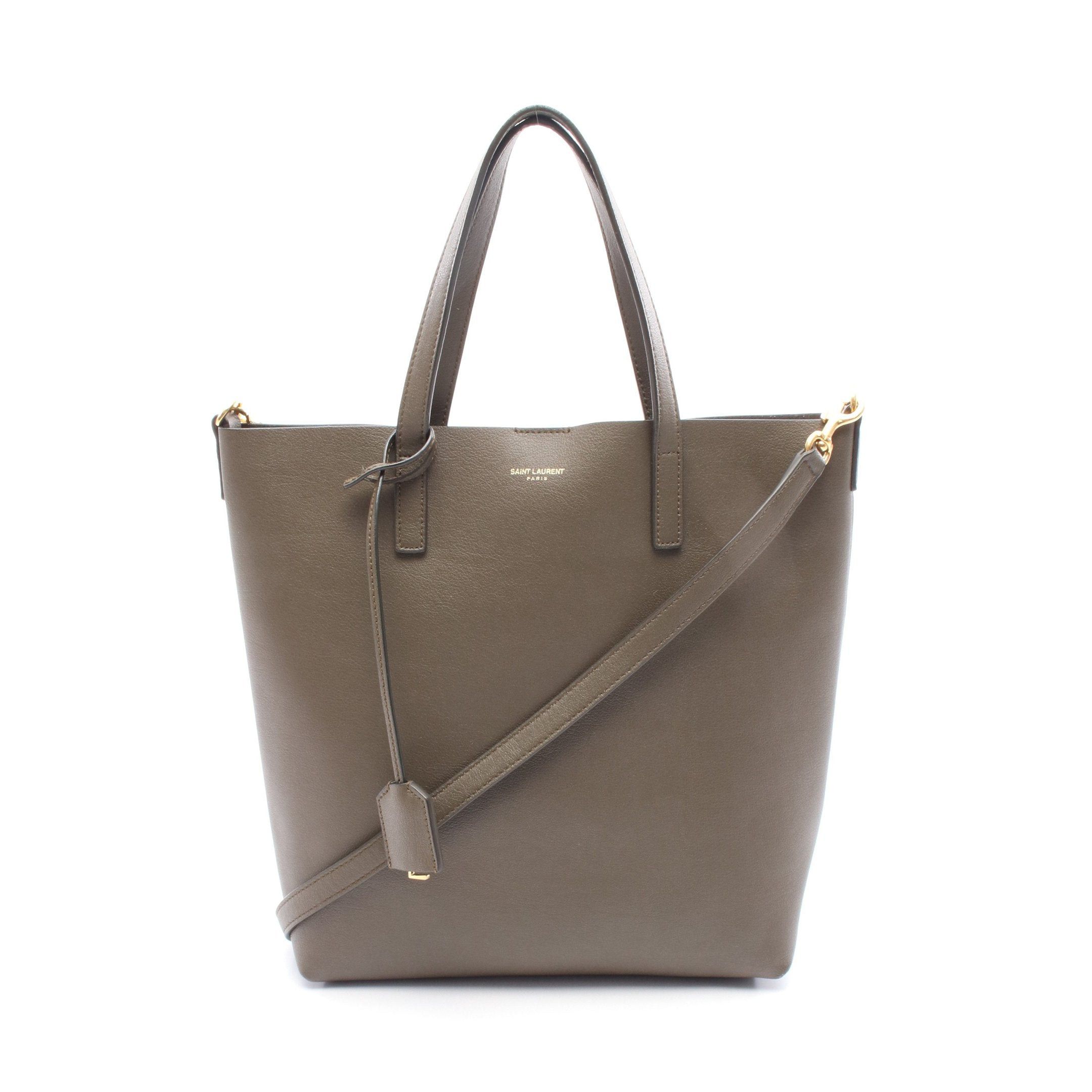 Yves Saint Laurent Yves Saint Laurent Toy Shopping Handbag Tote Bag Leather Khaki Green Size ONE SIZE - 1 Thumbnail