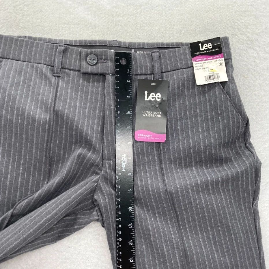 Lee Lee Pants Women's 8 Regular Fit Straight Gray Striped Stretch Mid Rise NWT Size 30" / US 8 / IT 44 - 7 Thumbnail