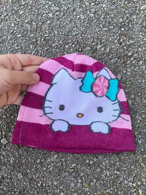 Other Japanese Vintage Hello Kitty Emo Y2K Alt Knitted Hat Size ONE SIZE - 2 Thumbnail