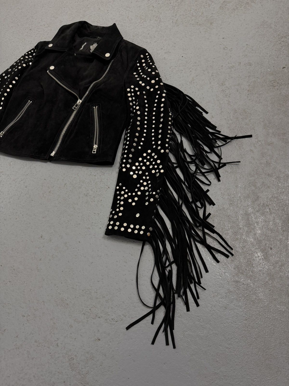 Leather Vintage Leather Metal Rivets Leather Laces Cropped Jacket Size S / US 4 / IT 40 - 2 Thumbnail