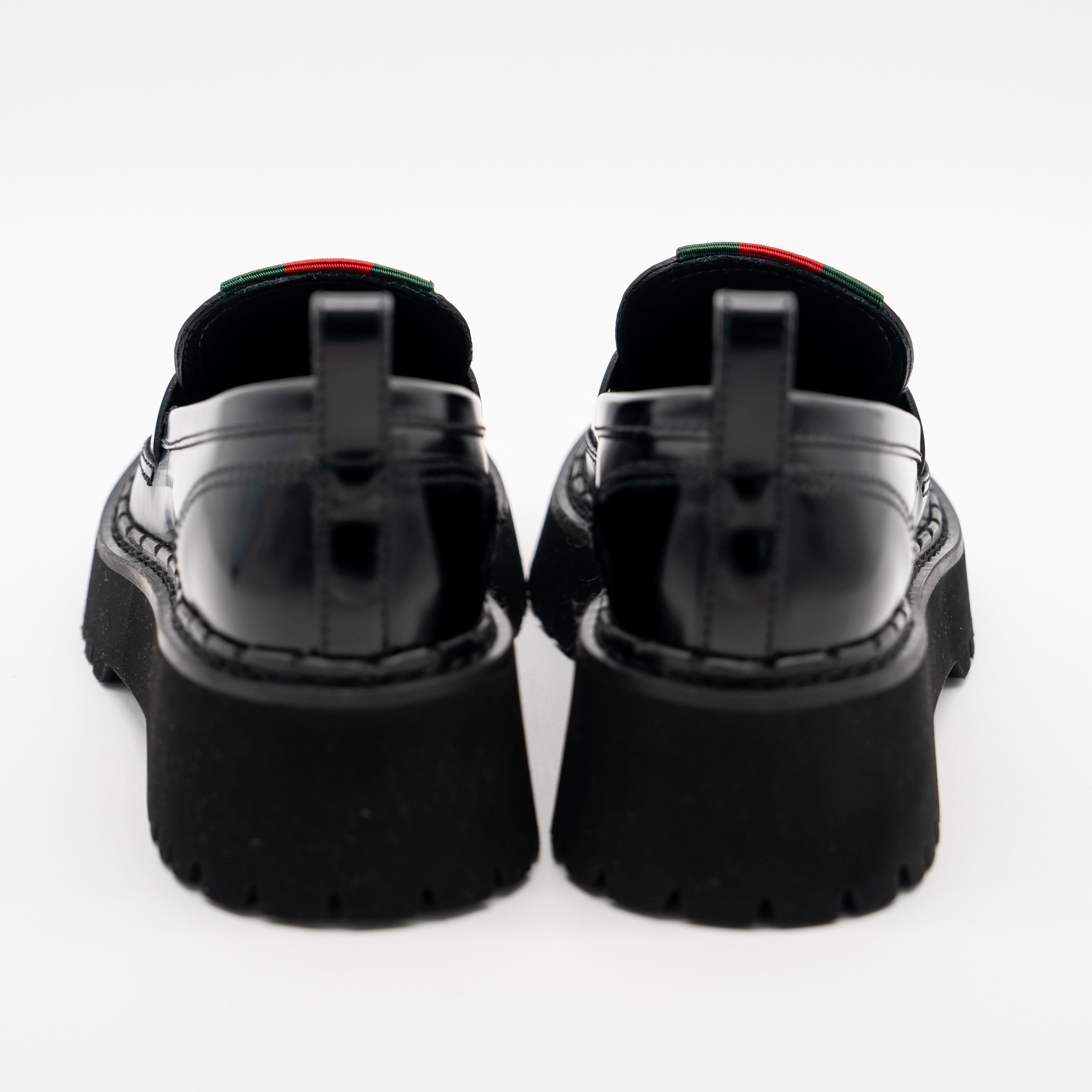 Gucci 6 US Gucci Lug Sole Penny Loafers Black Web Leather Size US 6 / IT 36 - 5 Thumbnail