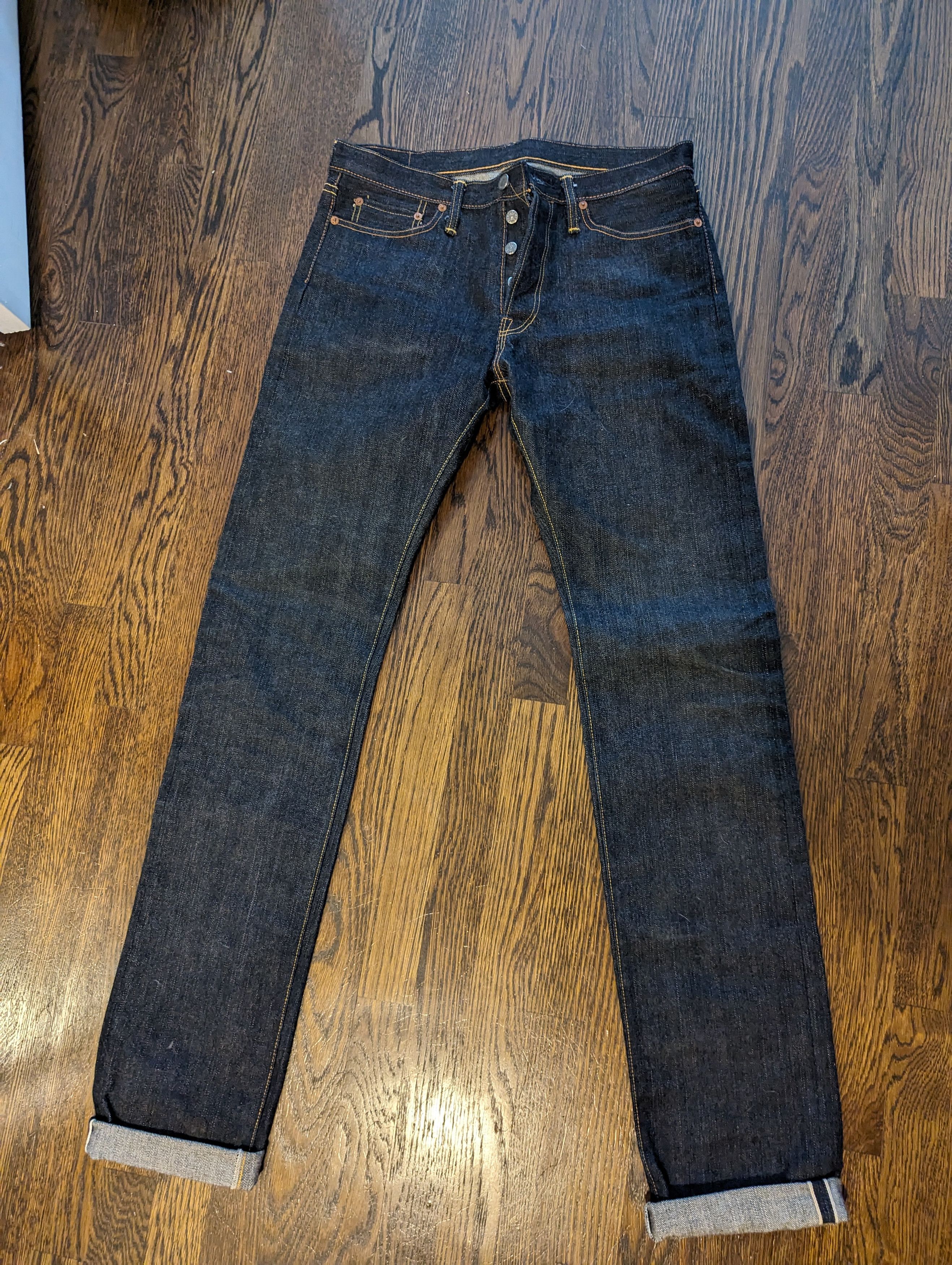image of The Flat Head Flat Head 3002 14.5Oz Denim Jean - Slim Tapered in Raw Denim, Men's (Size 32)