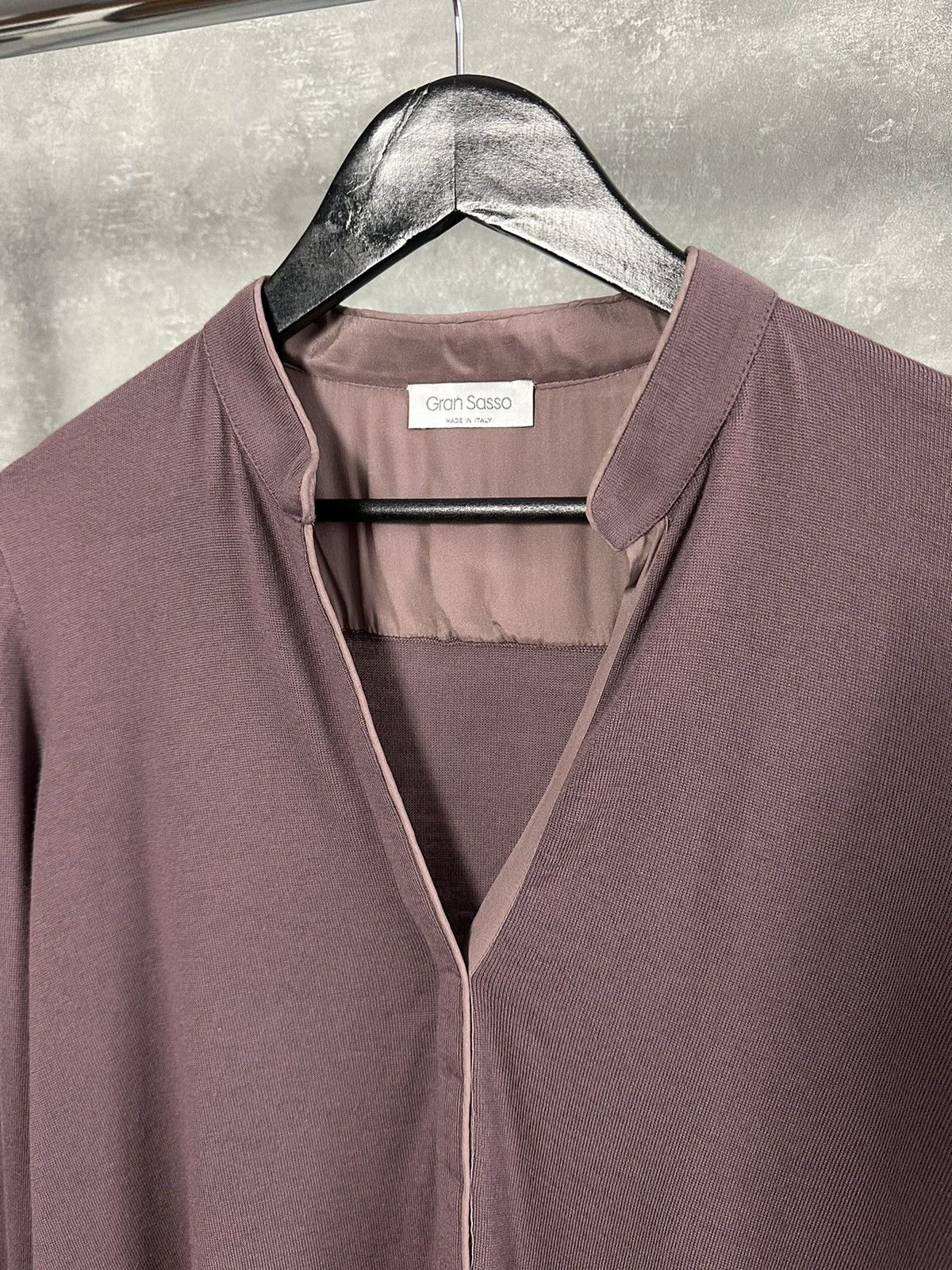Gran Sasso Gran Sasso Made in Italy V-Neck Silk Details Wool Sweater Size XL / US 12-14 / IT 48-50 - 3 Thumbnail
