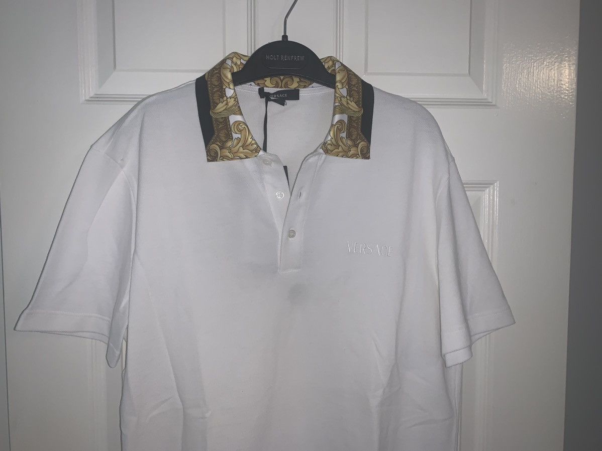 image of Authen Mens Versace Polo Shirt. Medium Slim Fit $600 in White