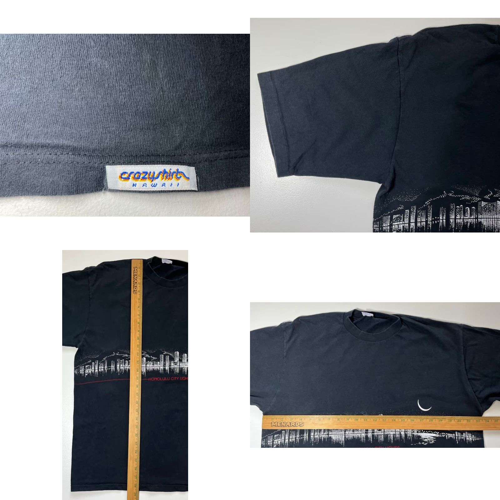 Vintage VINTAGE Crazy Shirts Hawaii T-Shirt Men’s XL City Lights Double-Sided 90s Hawaii Vintage XL Black T-Shirt Size US XL / EU 56 / 4 - 9 Thumbnail