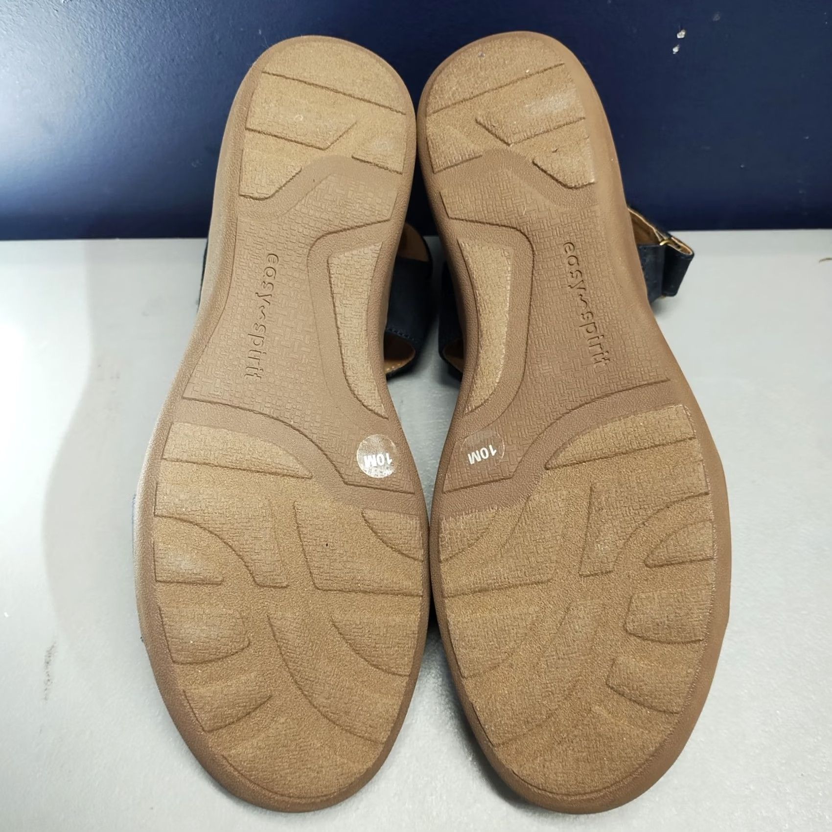 Vintage Easy Spirit Kimberly Wedge Sandals Womens US 10M Blue Brown Open Toe Hook & Loop - Comfort & Style Size US 10 / IT 40 - 7 Thumbnail