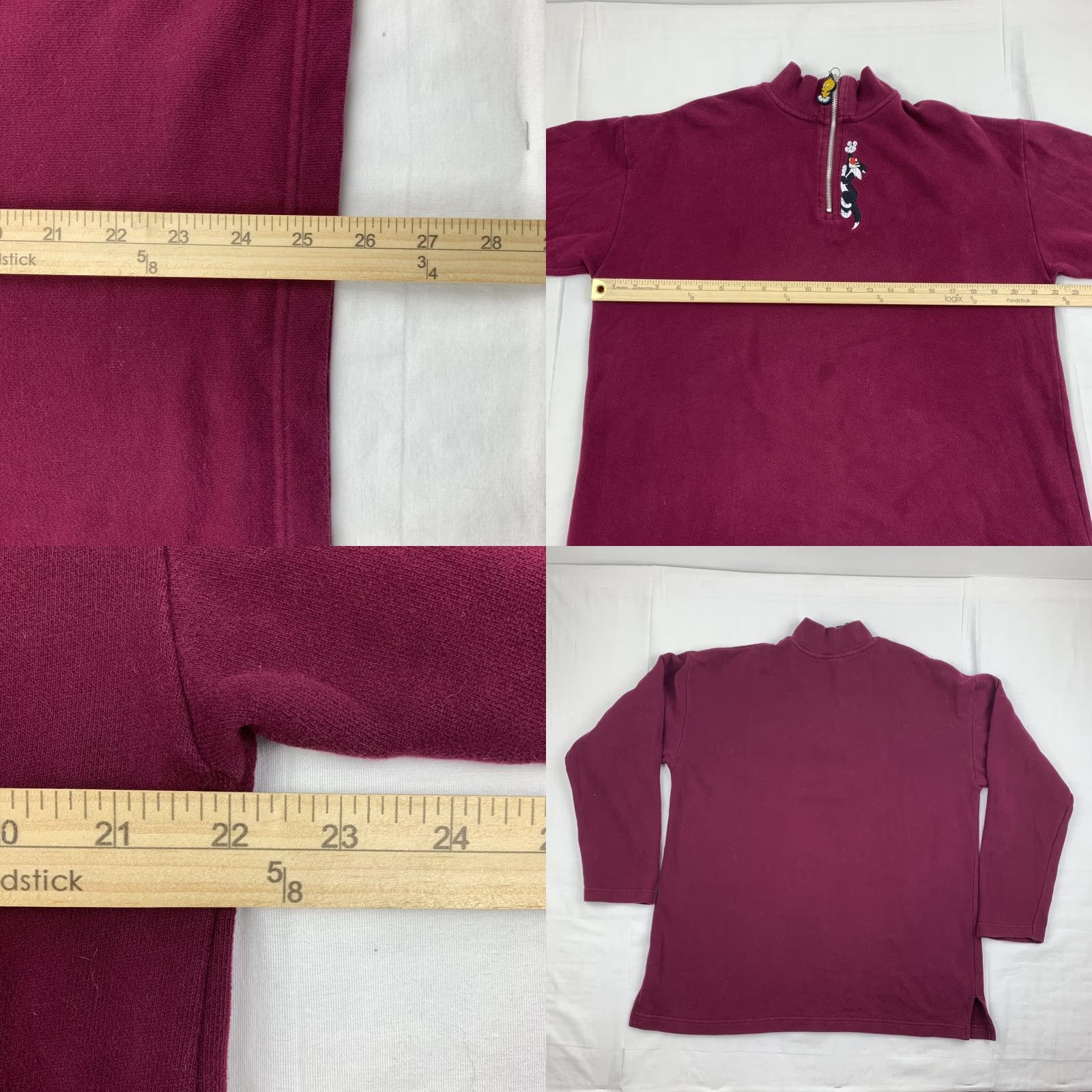 Vintage VINTAGE Looney Tunes Jacket Womens XS Red Quarter Zip Tweetie Bird 90s Pullover Embroidered Casual Cotton Solid 90s Cartoon Boys Mens Girls Size XS / US 0-2 / IT 36-38 - 8 Thumbnail