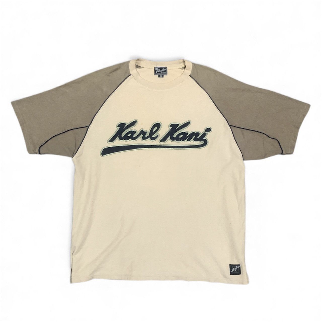 Vtg Karl Kani Jeans Spell Out Raglan Cotton T-Shirt