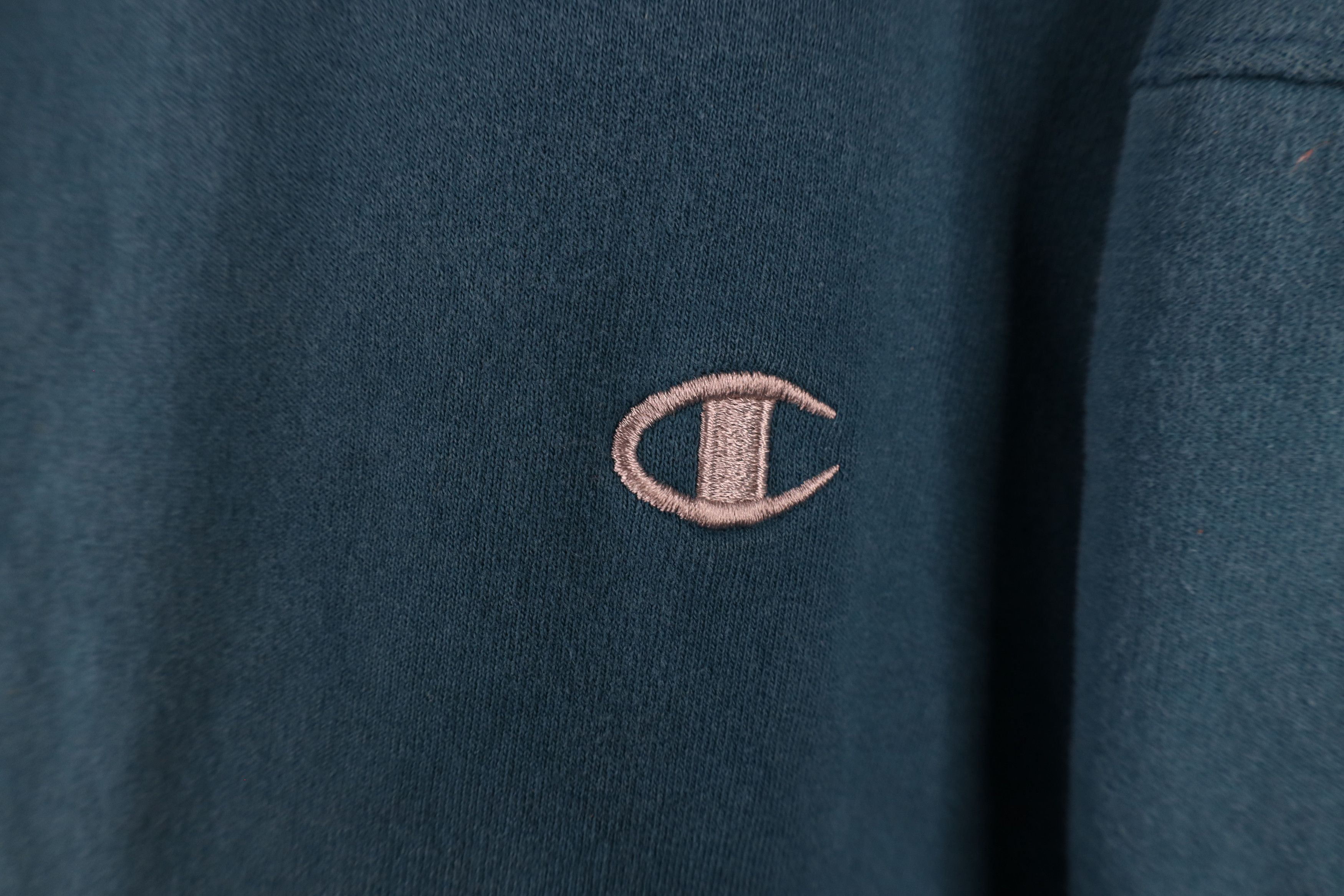 Champion × Vintage Vintage 90s Champion Classic Logo Hoodie Sweatshirt Blue Size US XL / EU 56 / 4 - 4 Thumbnail
