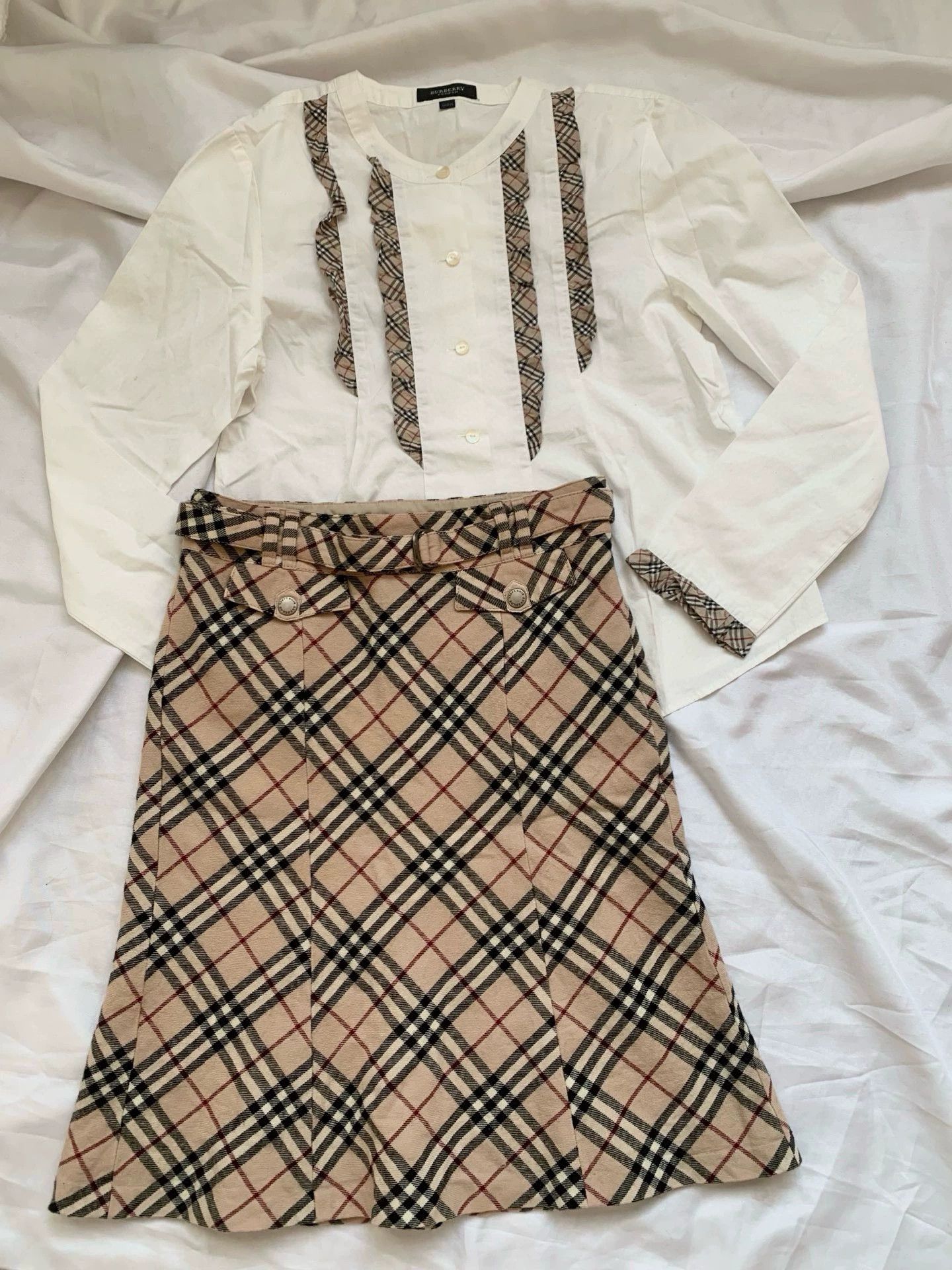 Burberry Burberry Check Belted Wool Skirt - dmc Size US 30 / EU 46 - 1 Thumbnail