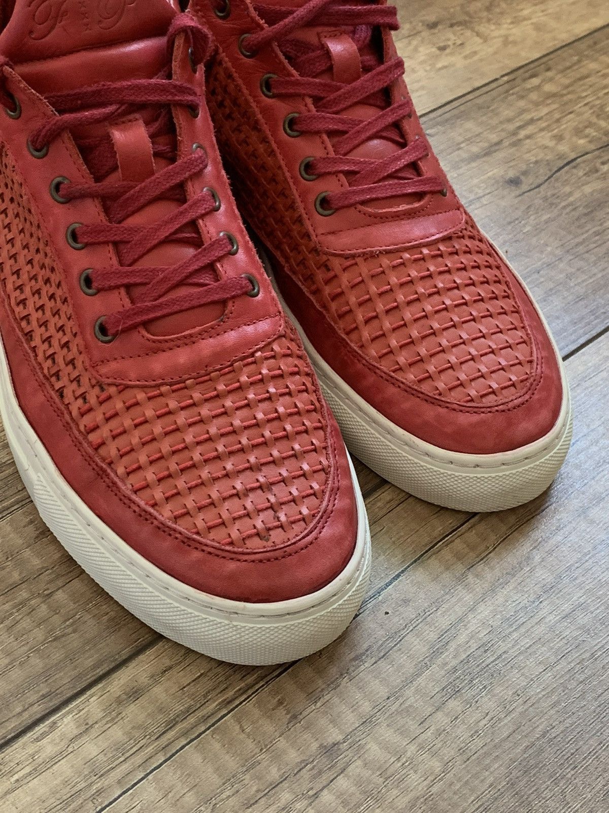 Filling Pieces Filling Pieces High Mid Top Red Leather Sneakers Shoes Size US 9.5 / EU 42-43 - 6 Thumbnail