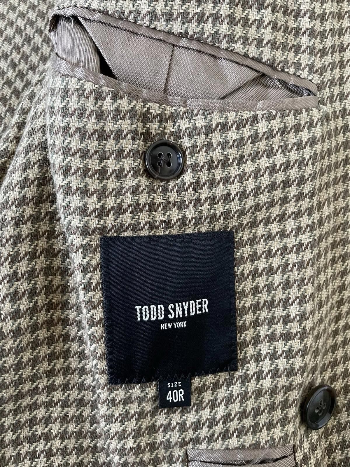Todd Snyder Todd Snyder Tan Houndstooth Double-Breasted Blazer 40 Size 40R - 3 Thumbnail