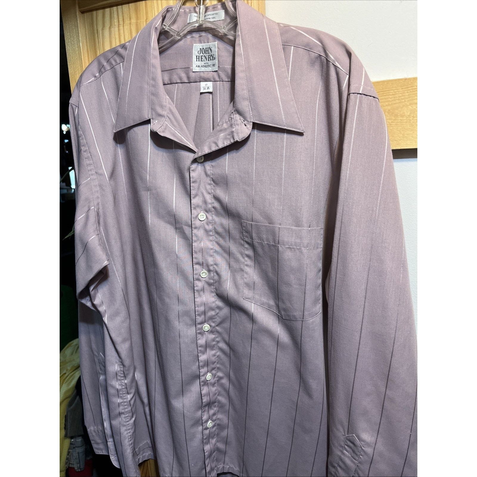 John Henry John Henry Vintage Button Shirt Men's 17 34-35 Purple Stripe Size US XL / EU 56 / 4 - 2 Thumbnail