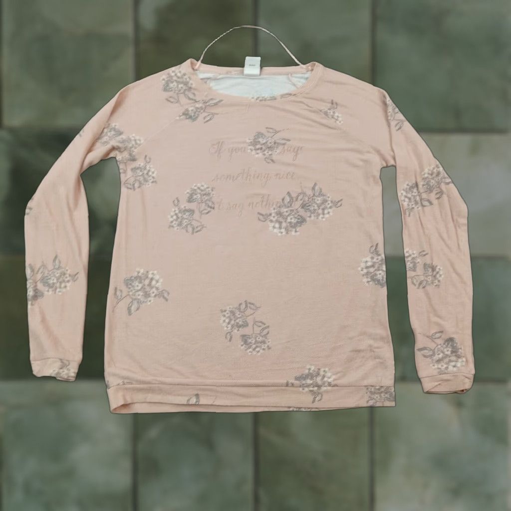Disney Disney Lauren Conrad Pink Floral Long Sleeve Stretch Top Womens Small Size S / US 4 / IT 40 - 1 Thumbnail