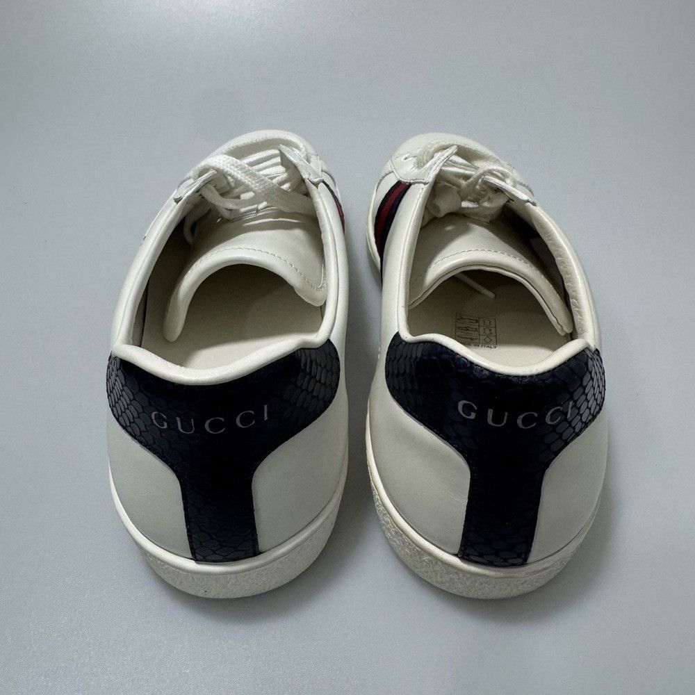 Gucci Gucci New Ace Leather Sneakers White Navy Men’s UK 6/US 7 Size US 7 / EU 40 - 4 Thumbnail