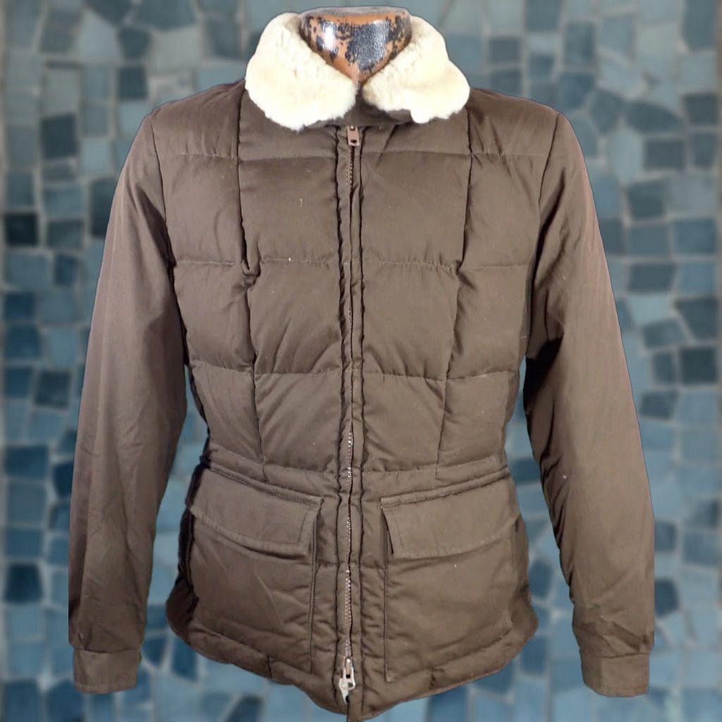 Eddie Bauer VINTAGE Eddie Bauer JACKET | 80s Puffer Women’s Medium Brown Down? Fur-Like Collar Insulated Full Zip Quilted Distressed 90s Classic Designer Size M / US 6-8 / IT 42-44 - 1 Thumbnail