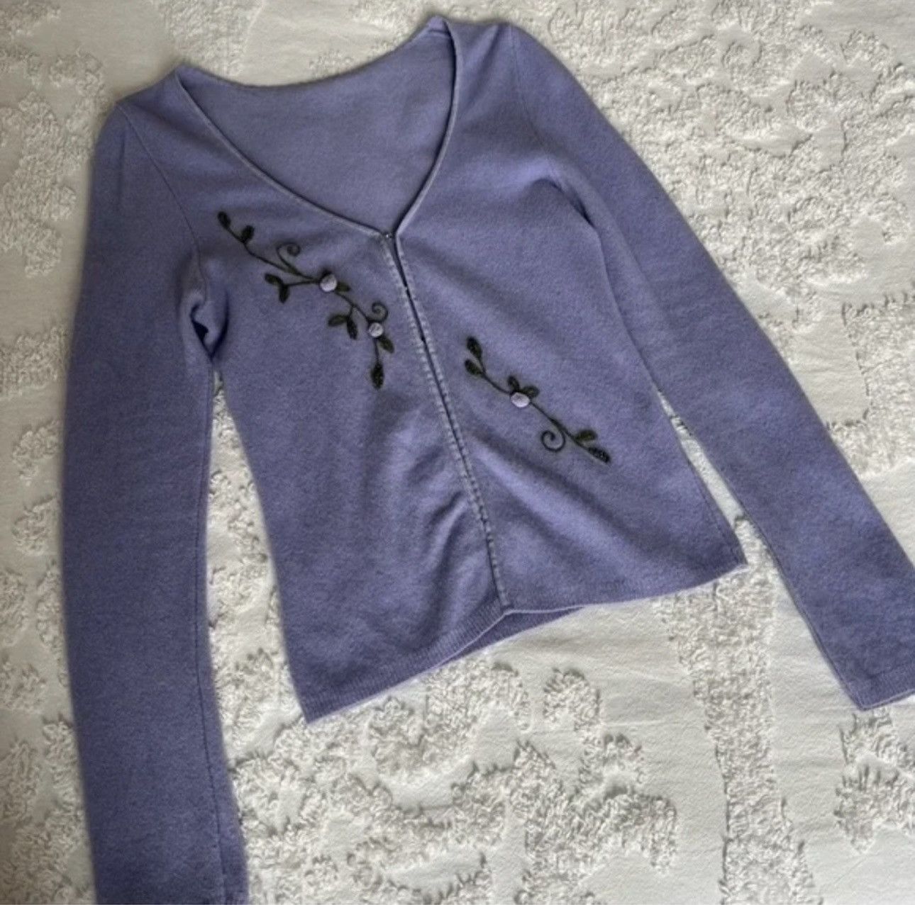 Other Vintage Embroidered Lilac Cardigan Size S / US 4 / IT 40 - 5 Thumbnail