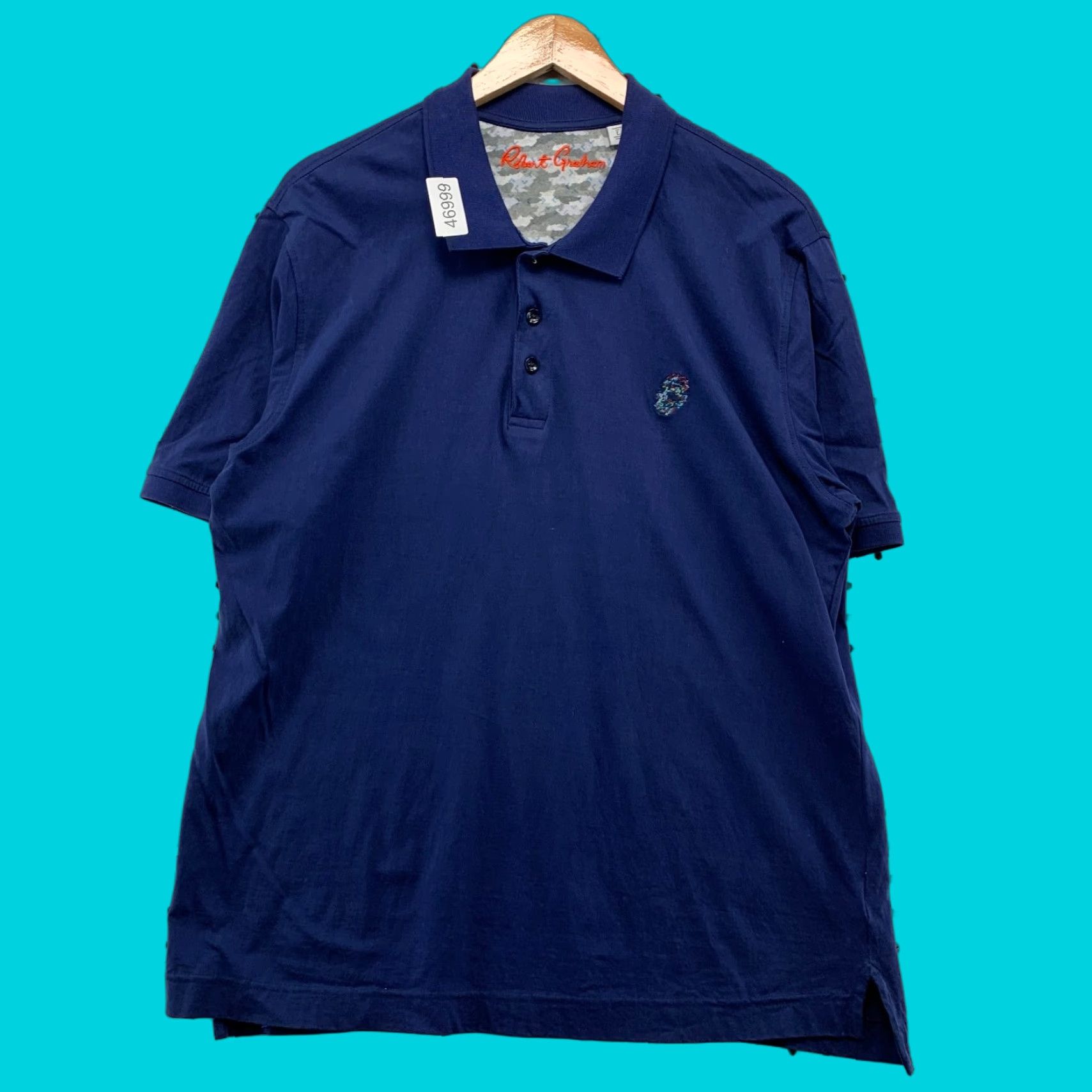 Robert Graham Robert Graham Polo Shirt Mens Large Navy Blue Short Sleeve Collared Preppy Work Shirt Size US L / EU 52-54 / 3 - 1 Thumbnail