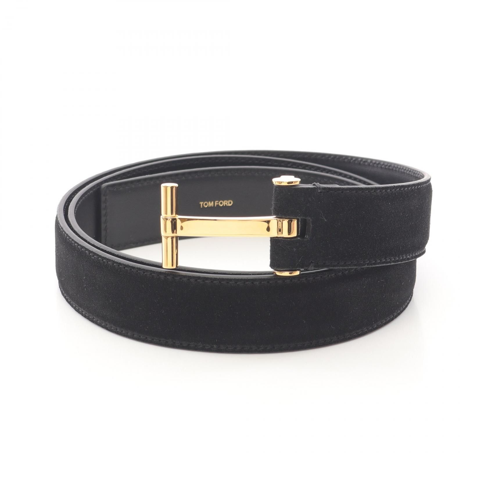 Tom Ford Tom Ford Tom Ford T Logo Suede Leather Belt Suede Belt TB131LCL484G1N001100 DUTY FREE for USA Size ONE SIZE - 1 Thumbnail