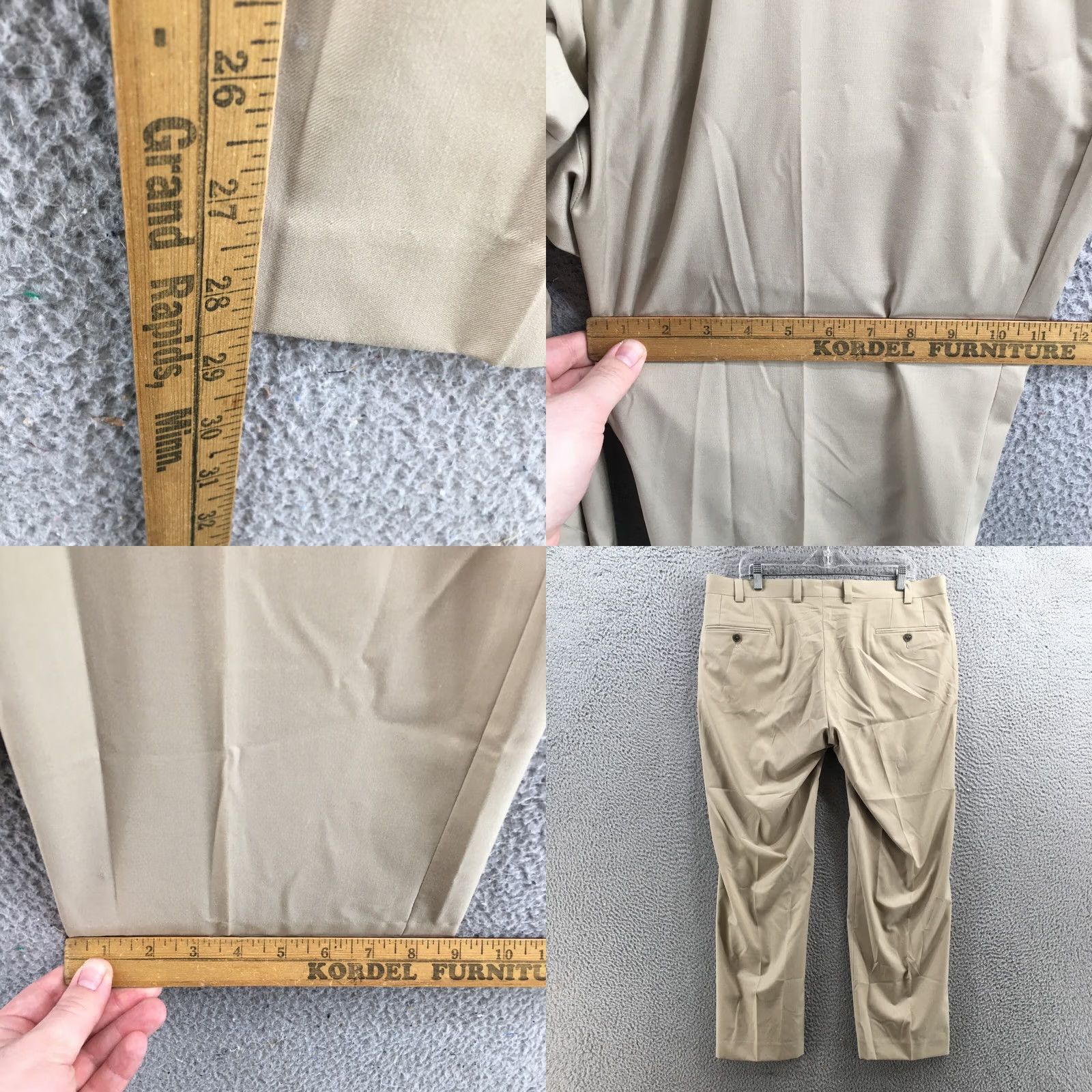 Calvin Klein Calvin Klein Dress Pants Mens 38W x 29L Beige Mid Rise Flat Front Dress Pants Mens Beige Regular Straight Cut Pants Size US 38 / EU 54 - 8 Thumbnail