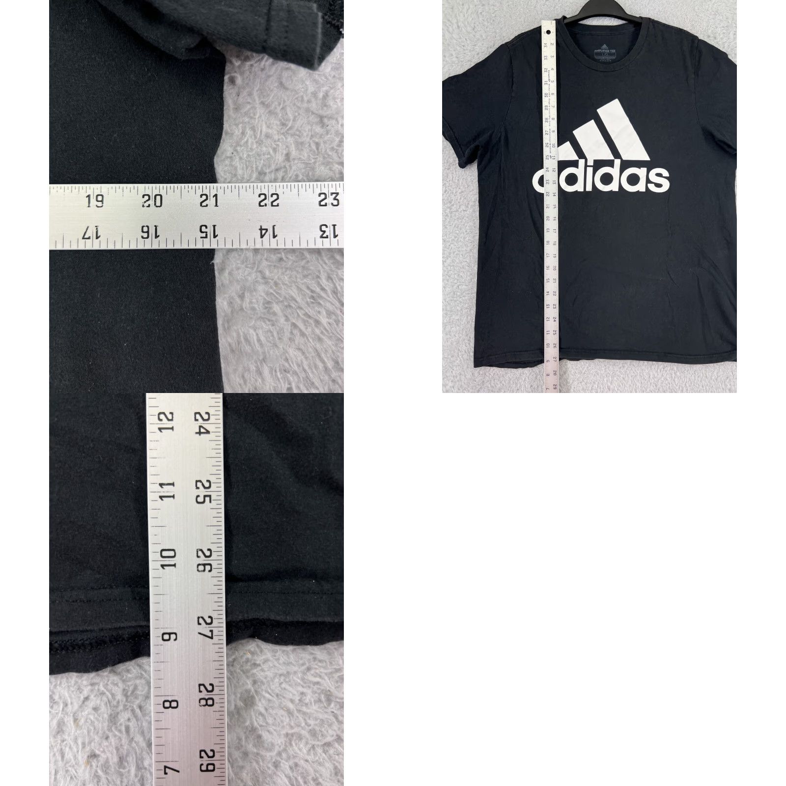 Adidas Adidas Shirt Men Large Black Logo 100% Cotton Stretch Short Sleeve Crew T-Shirt Mens Size US L / EU 52-54 / 3 - 9 Thumbnail