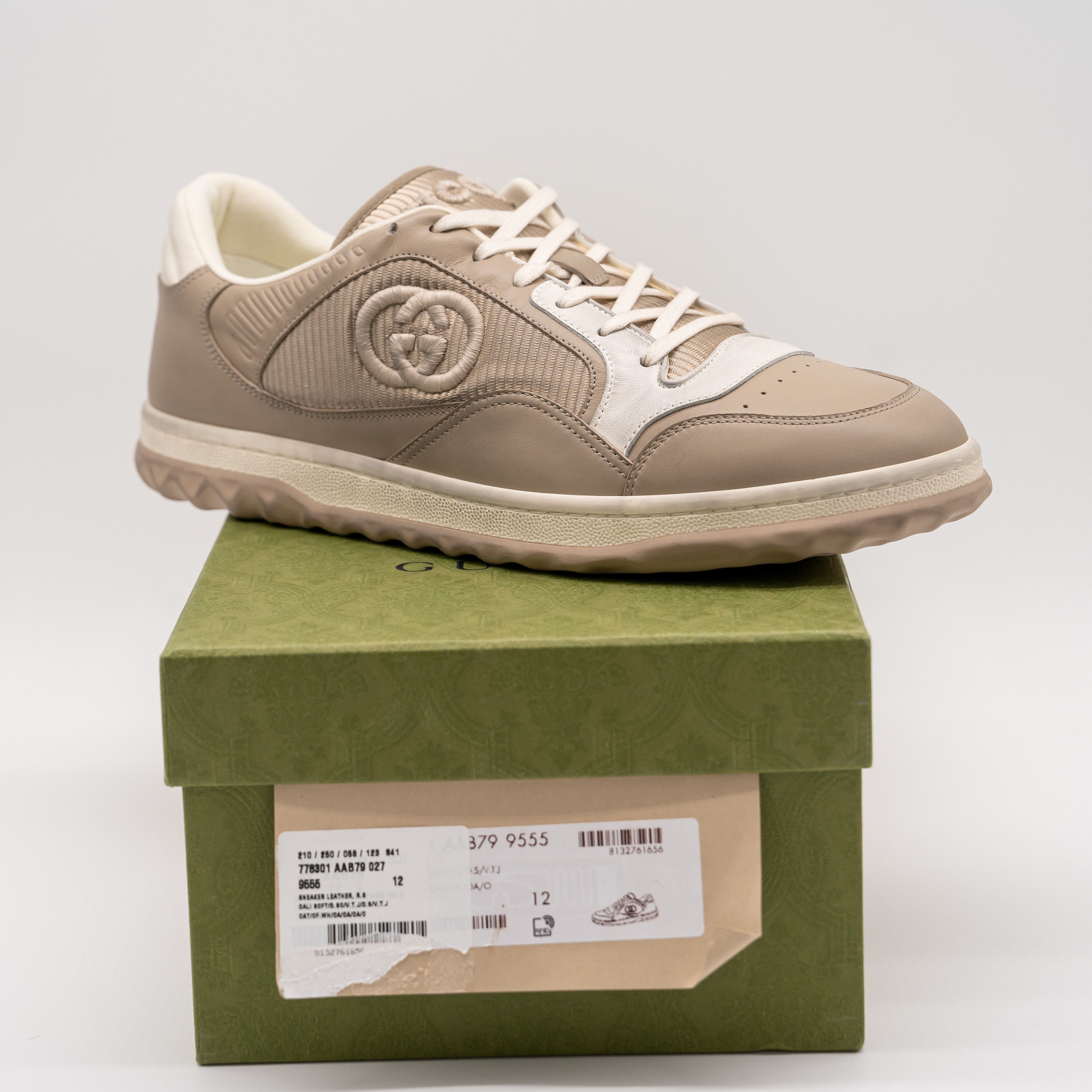 Gucci 12G Gucci MAC80 Beige White Leather Sneakers Distressed Size US 12.5 / EU 45-46 - 12 Thumbnail