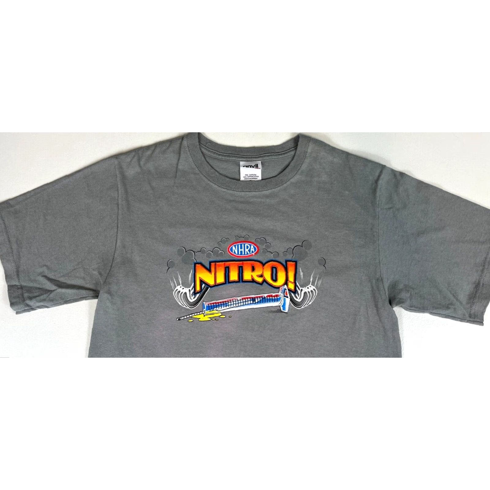 Anvil VINTAGE NHRA Nitro! T-Shirt Anvil Double-Sided Sz S Gray 90s Unisex Adults Shirt Mens Size US S / EU 44-46 / 1 - 6 Thumbnail