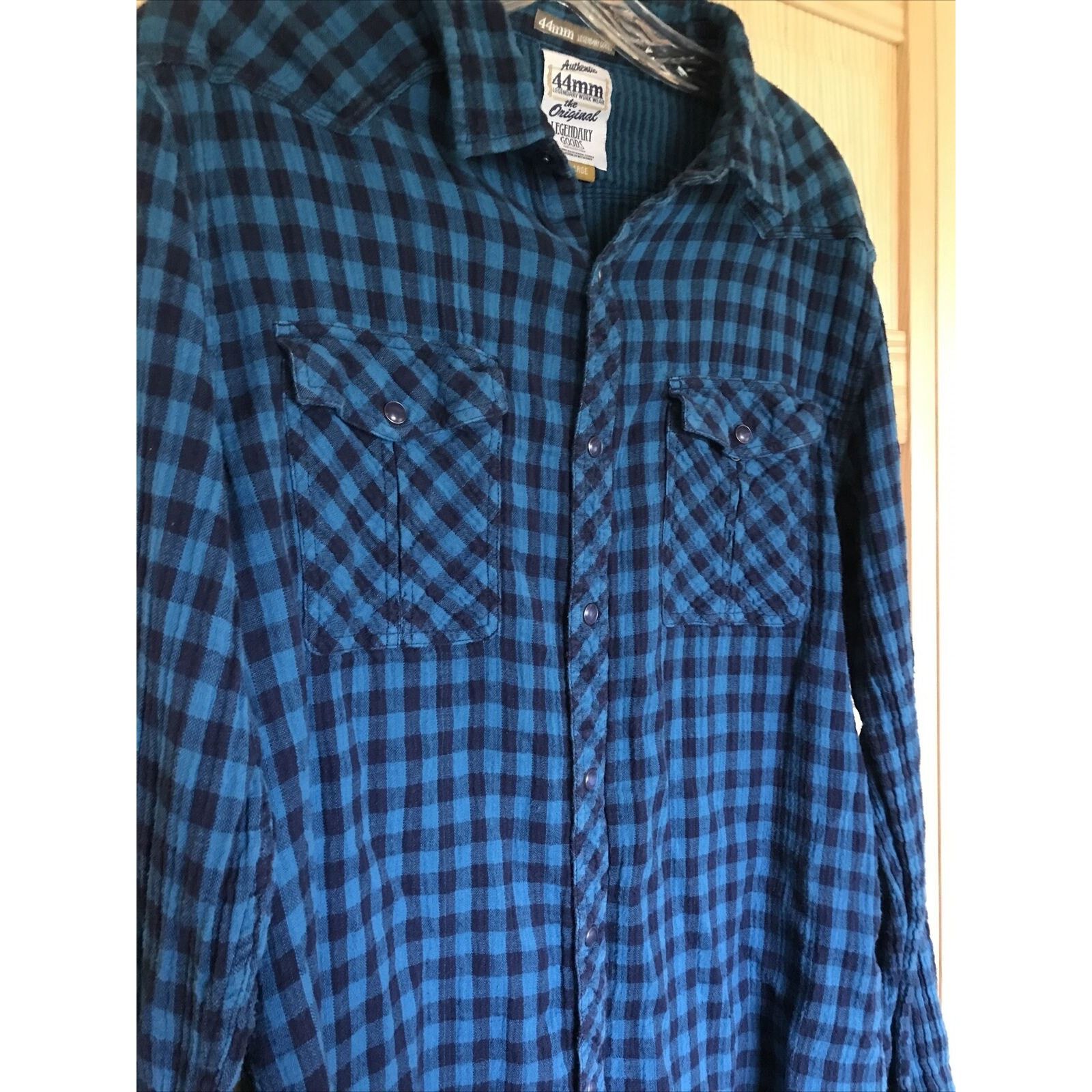 Other 44mm Legendary Work Wear Mens XL Blue Plaid Pearl Snap Shirt Size US XL / EU 56 / 4 - 5 Thumbnail