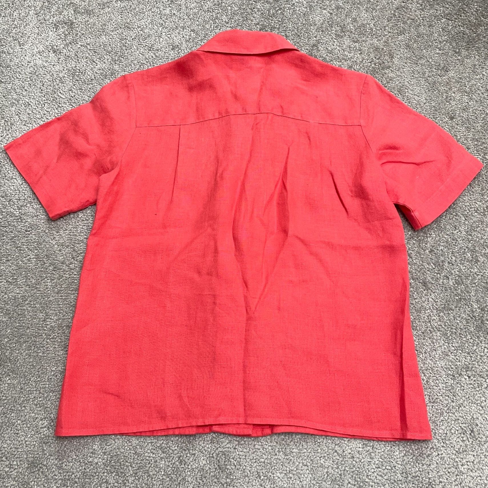 Talbots Talbots Shirt Womens 4P Petites Linen Button-Up Orange Short Sleeve Casual Classic 90s? Size S / US 4 / IT 40 - 2 Thumbnail