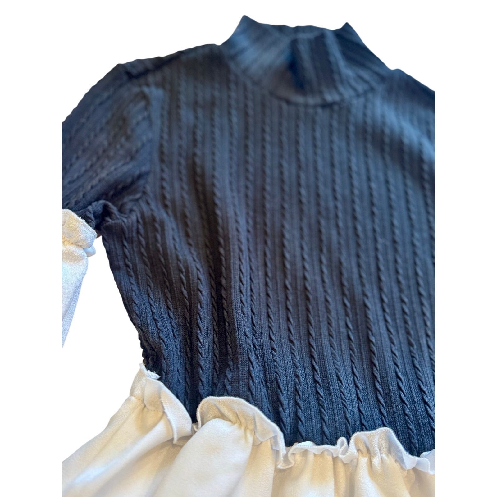 Lumen Et Umbra LUNE NWOT Two-Tone Bishop Sleeve High Neck Dress – Size XS Size XS / US 0-2 / IT 36-38 - 6 Thumbnail