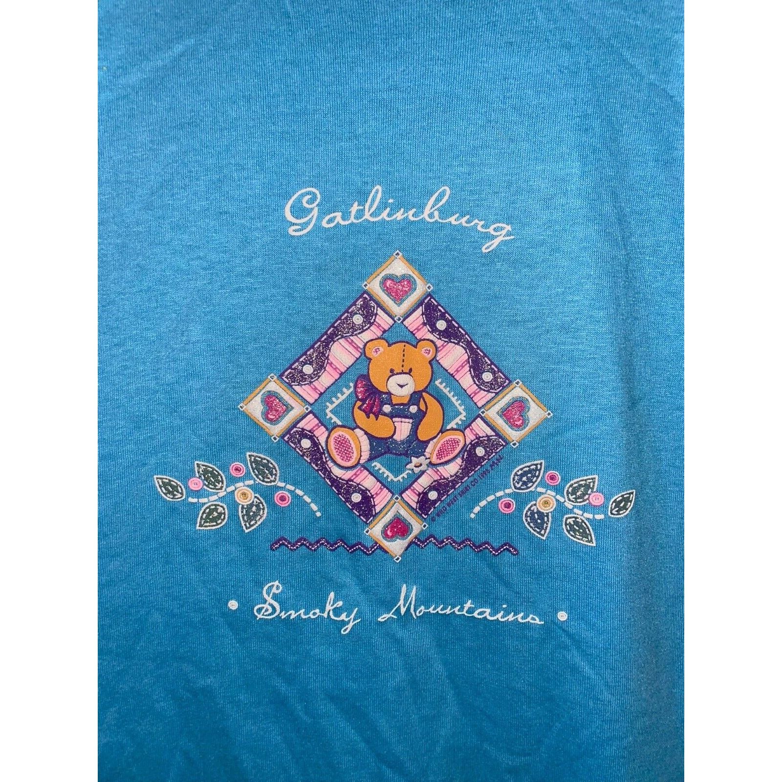 Jerzees Vintage Gatlinburg Shirt Smoky Mountains Blue VTG 90s Large Size US L / EU 52-54 / 3 - 2 Thumbnail