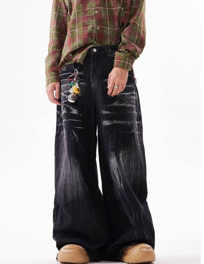 Jean × Vintage Lightning Pattern Loose Wide Leg Jeans Size US 31 - 3 Thumbnail