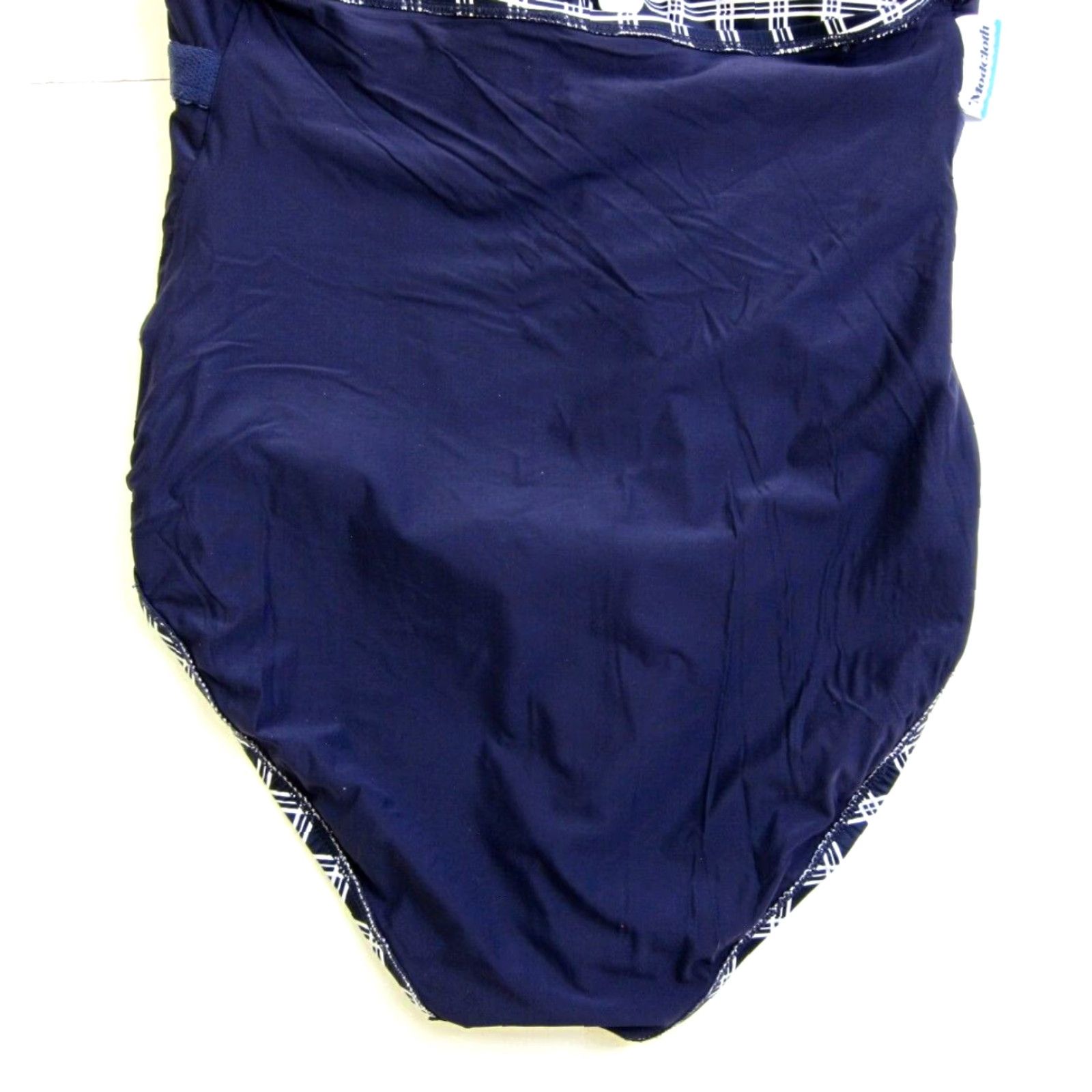 Vintage ModCloth Blue White Plaid Button Halter V-Neck One Piece Swimsuit Women 16-18 Size ONE SIZE - 5 Thumbnail