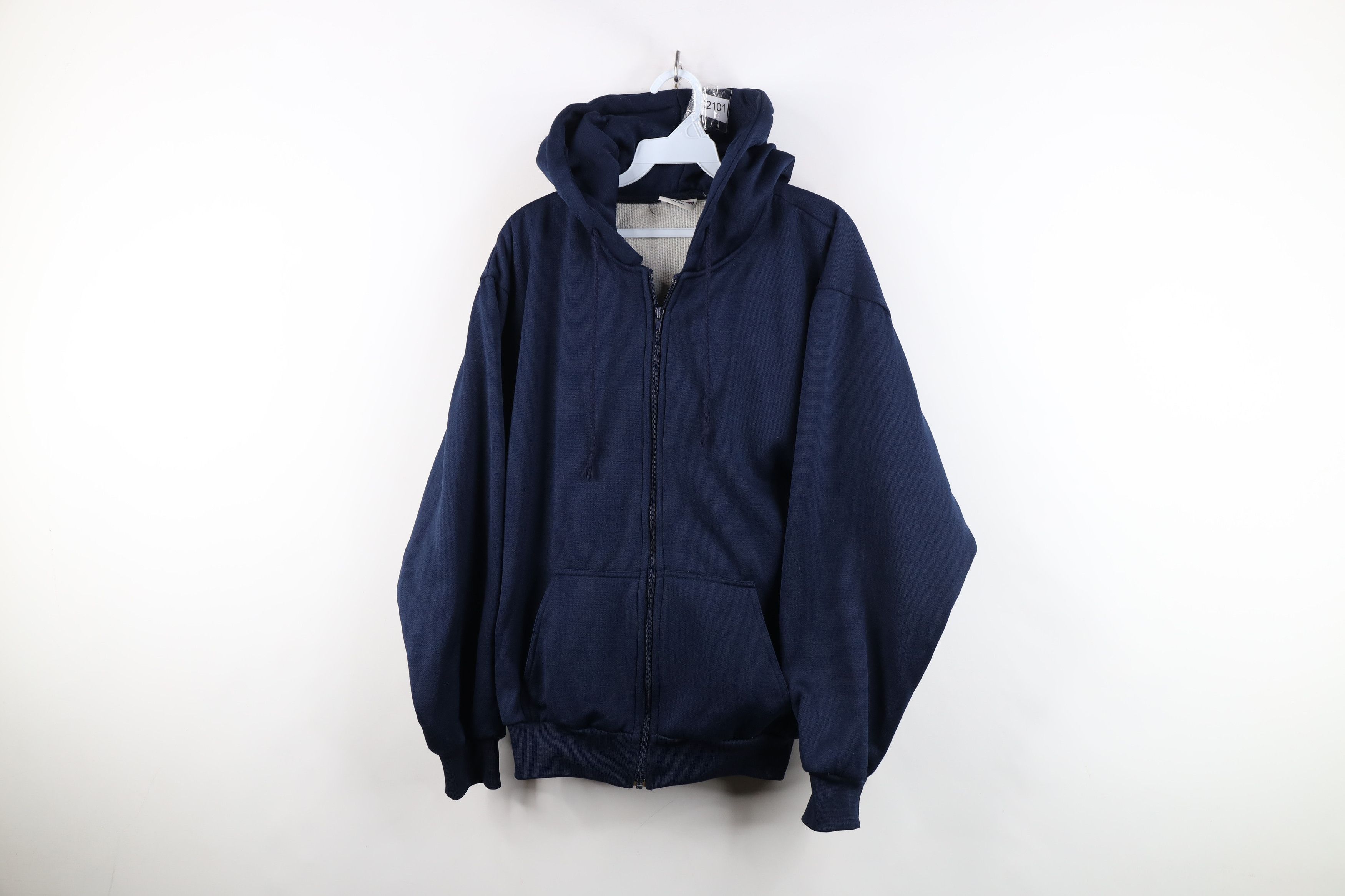 Vintage Vintage 90s Streetwear Thermal Waffle Knit Lined Zip Hoodie Size US M / EU 48-50 / 2 - 1 Thumbnail