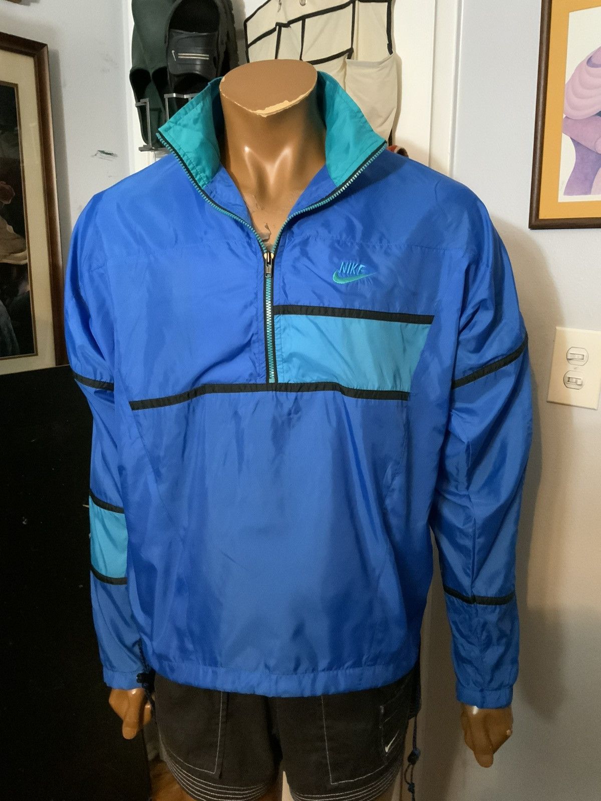 Nike × Vintage VTG 90s Nike Gray Tag Windbreaker 1/4 Zip Pullover Jacket Size US M / EU 48-50 / 2 - 6 Thumbnail