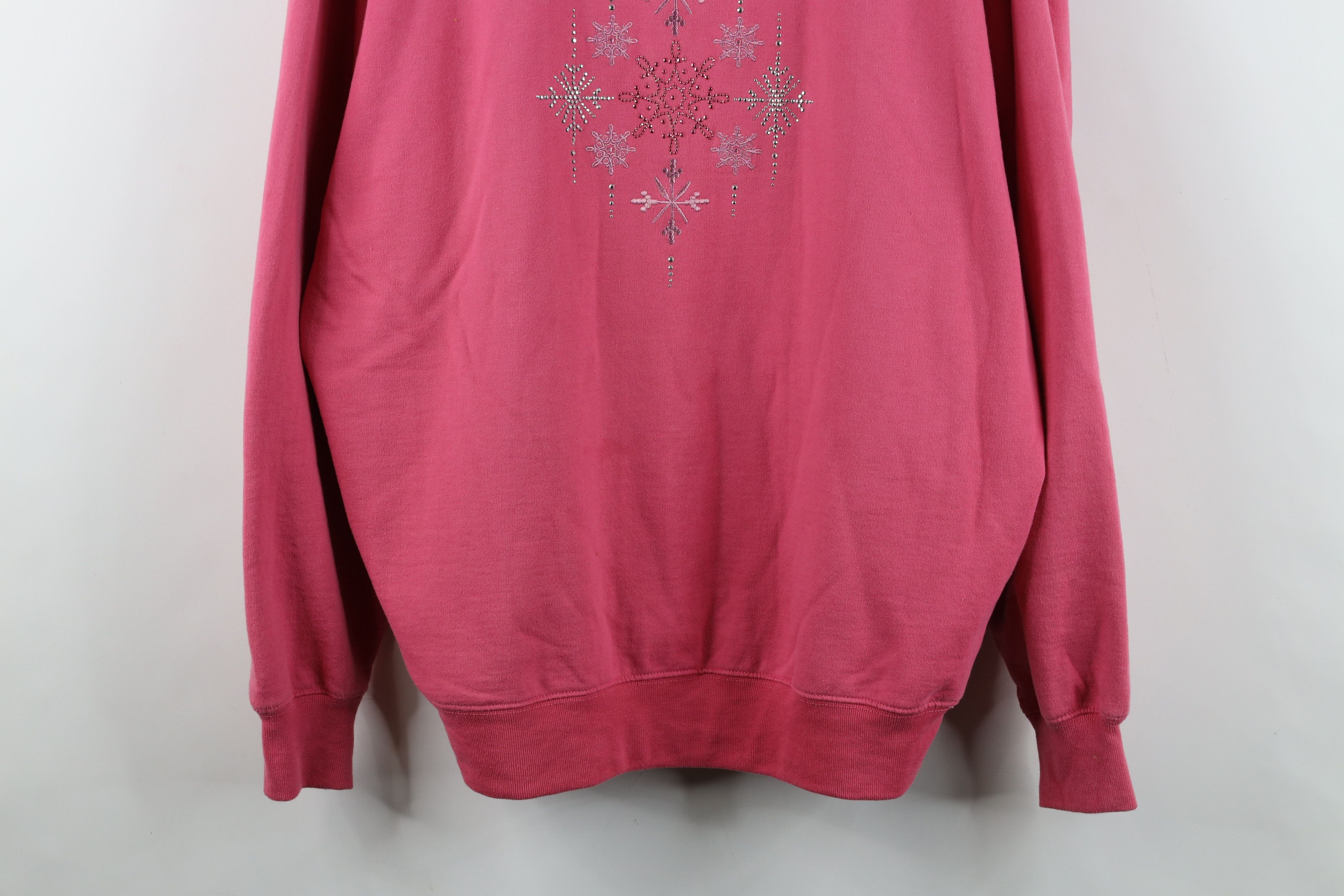 Vintage Vintage 90s Streetwear Snowflake Christmas Sweatshirt Pink Size M / US 6-8 / IT 42-44 - 3 Thumbnail