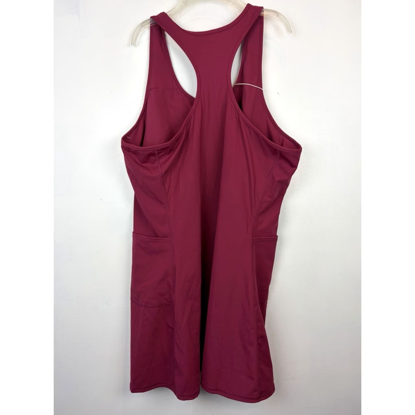 Vintage Halara Athletic Dress 3X Red Violet Backless Racerback Flare Active New No Short Womens Size 40" / US 18 - 2 Thumbnail