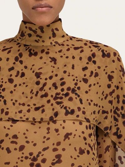 Salvatore Ferragamo o1s1rm0426 Orchid-print Cape Midi Dress in Brown Size L / US 10 / IT 46 - 5 Thumbnail