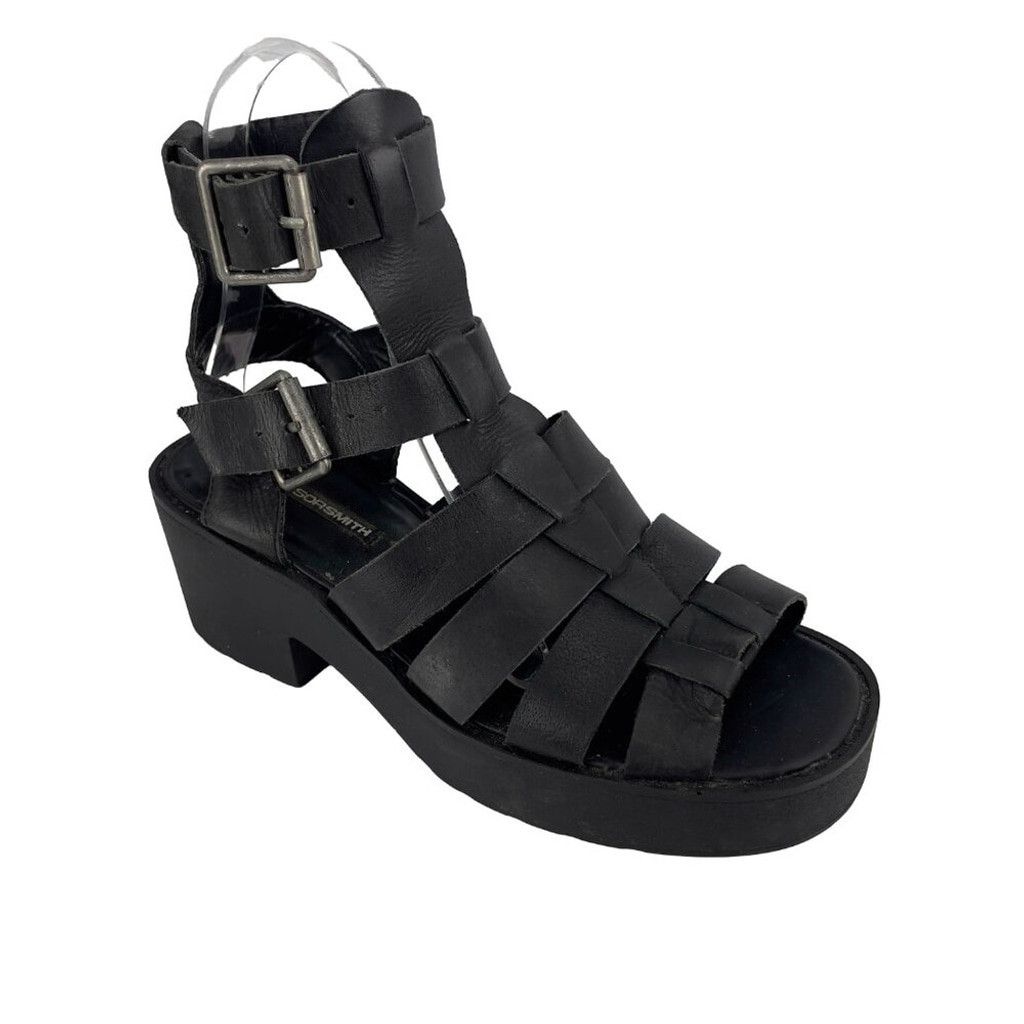 Windsor Smith WINDSOR SMITH Leather Block Heel Ankle Straps Black Sandal Size US 6 / IT 36 - 5 Thumbnail