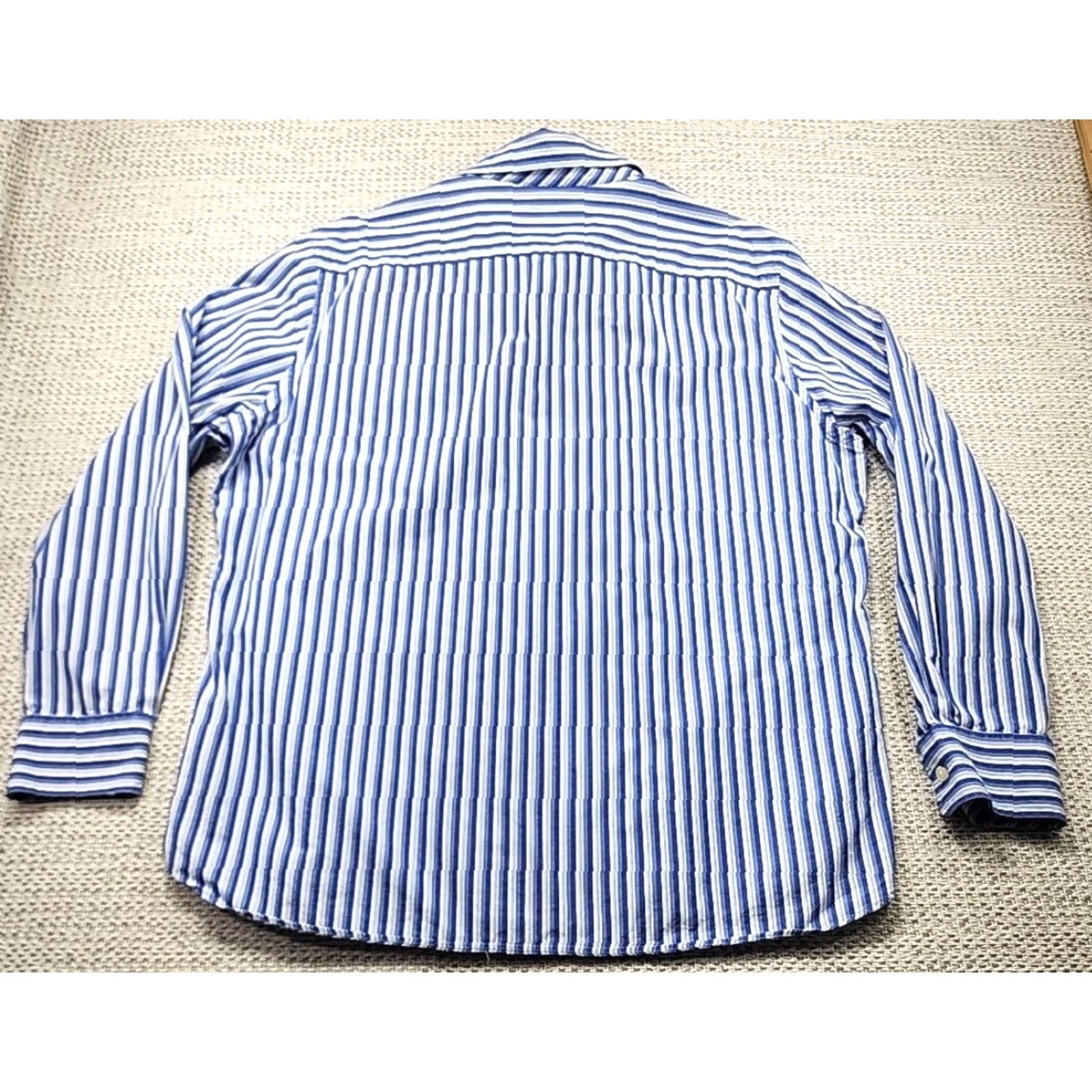 American Eagle Outfitters AEO Blue Issue Button Up Shirt Mens XL Long Sleeve Striped Casual Button-Up Size US XL / EU 56 / 4 - 6 Thumbnail