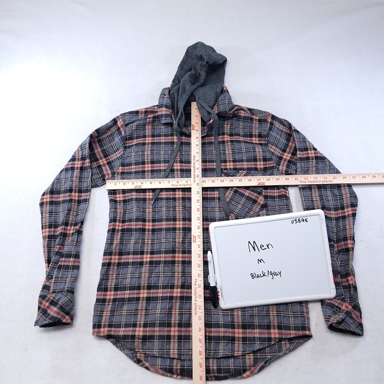 Ambig AMBIG Casual Button Up Hoodie Mens Size Medium M Gray Plaid Size US M / EU 48-50 / 2 - 6 Thumbnail