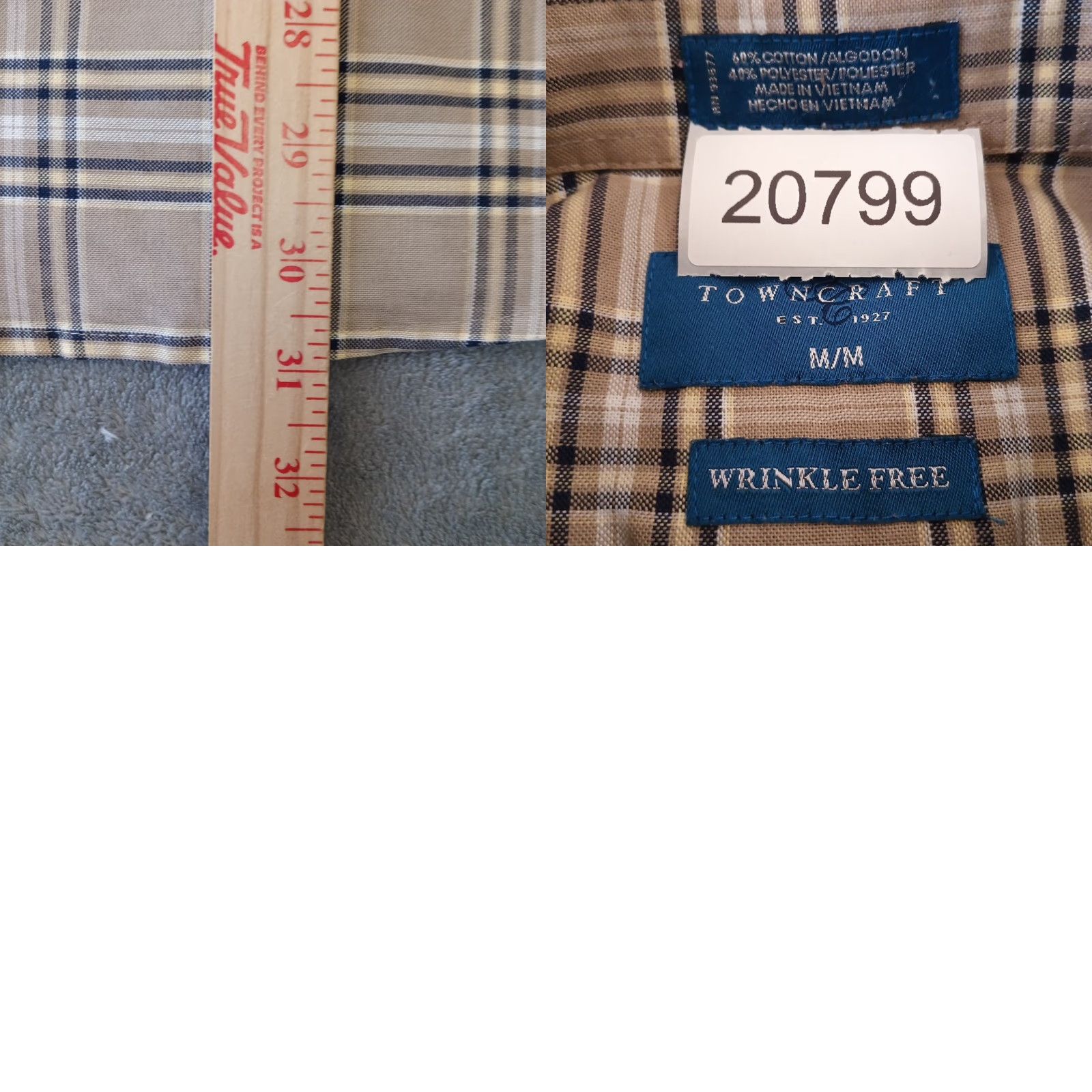 Vintage TownCraft Shirt Mens Medium Gray Plaid Short Sleeve Button-Down Collaboration Size US M / EU 48-50 / 2 - 8 Thumbnail