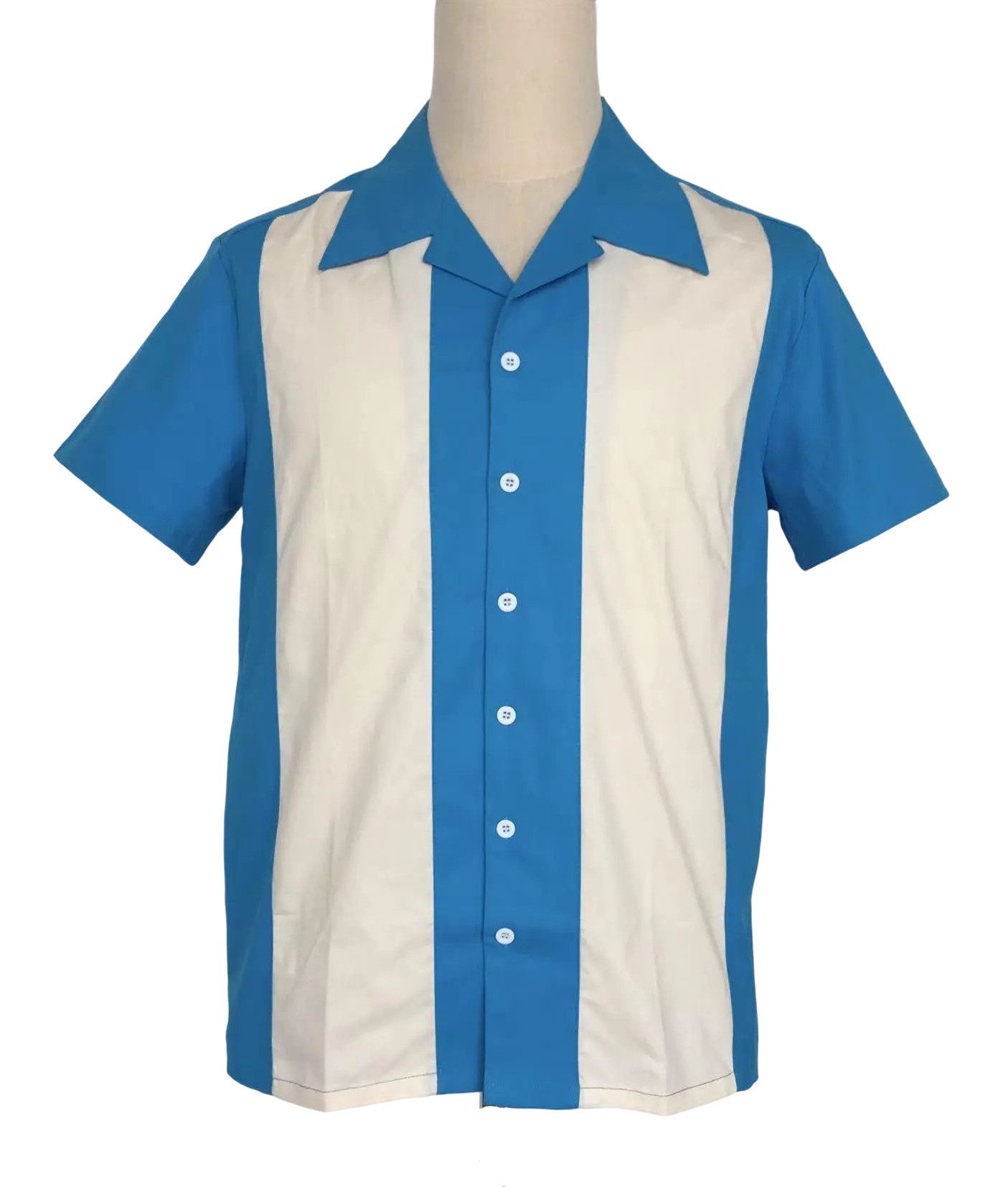 Other Retro Two-tone Men Shirt Solid Casual Shirt Blue Size US XL / EU 56 / 4 - 1 Thumbnail