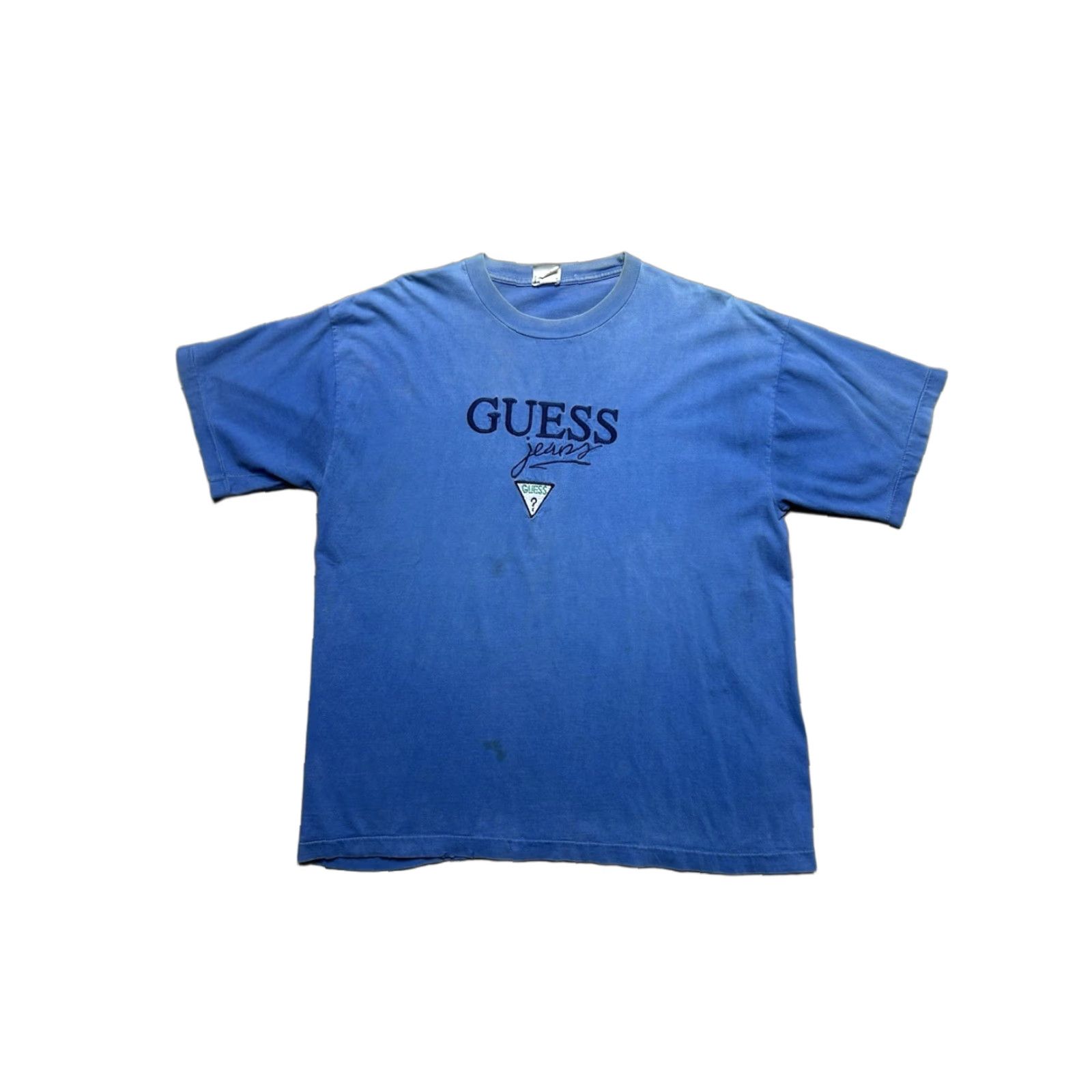 Guess VINTAGE 80s 90s GUESS Jeans embroidered logo single stitch T-Shirt XL Blue Men Mens Shirt Size US XL / EU 56 / 4 - 1 Thumbnail