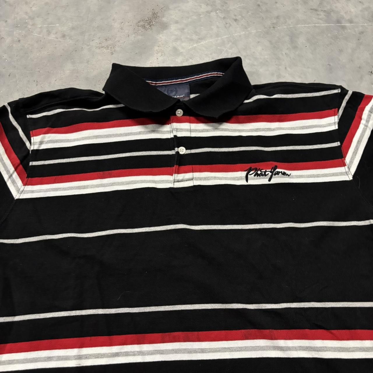 Japanese Brand × Vintage Crazy Vintage Y2K/2000s Black Striped Phat Farm Skater Grunge Polo Shirt! Size US XL / EU 56 / 4 - 2 Thumbnail