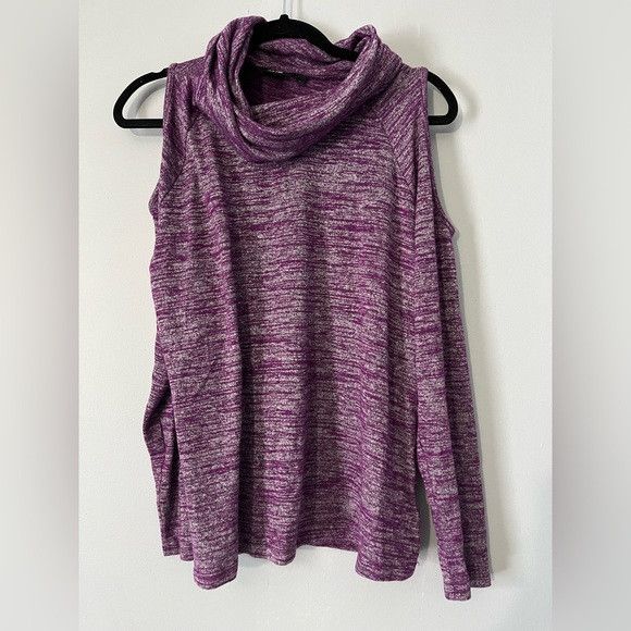 Apt. 9 Apt. 9 purple space dye cold shoulder Long Sleeve top Size L Size L / US 10 / IT 46 - 1 Thumbnail